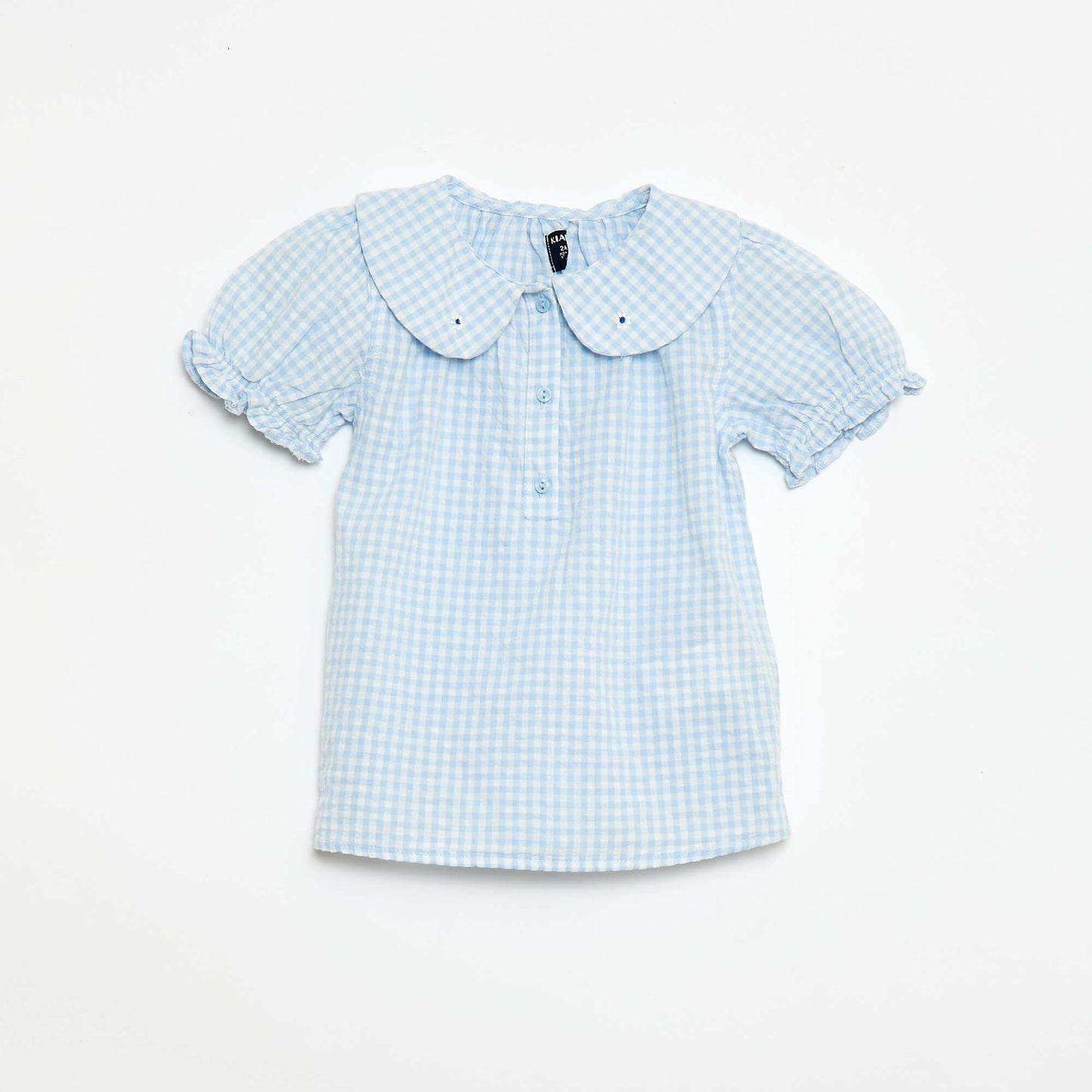 Ensemble 3 pièces tunique + short + bandeau en vichy BLEU CIEL