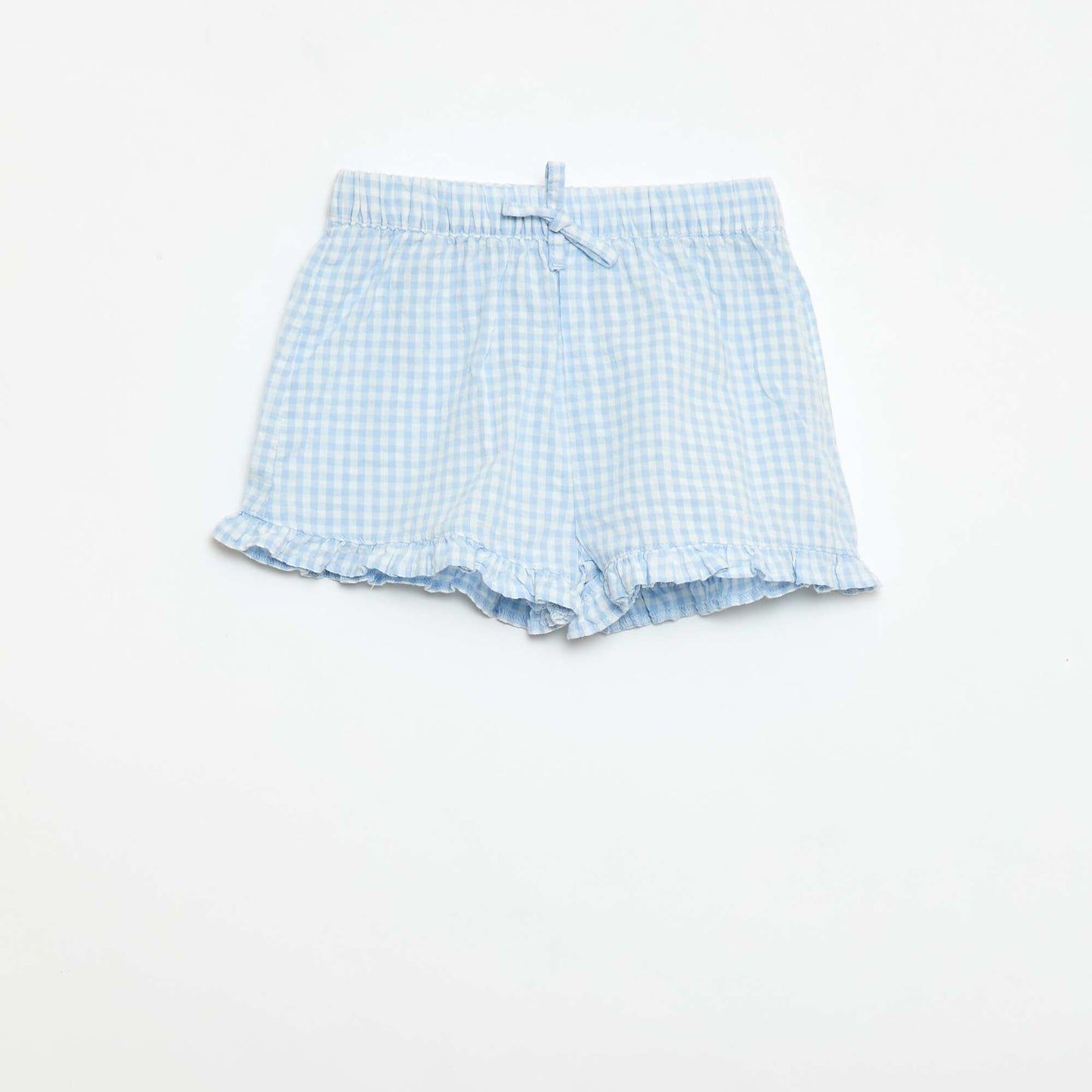 Ensemble 3 pièces tunique + short + bandeau en vichy BLEU CIEL