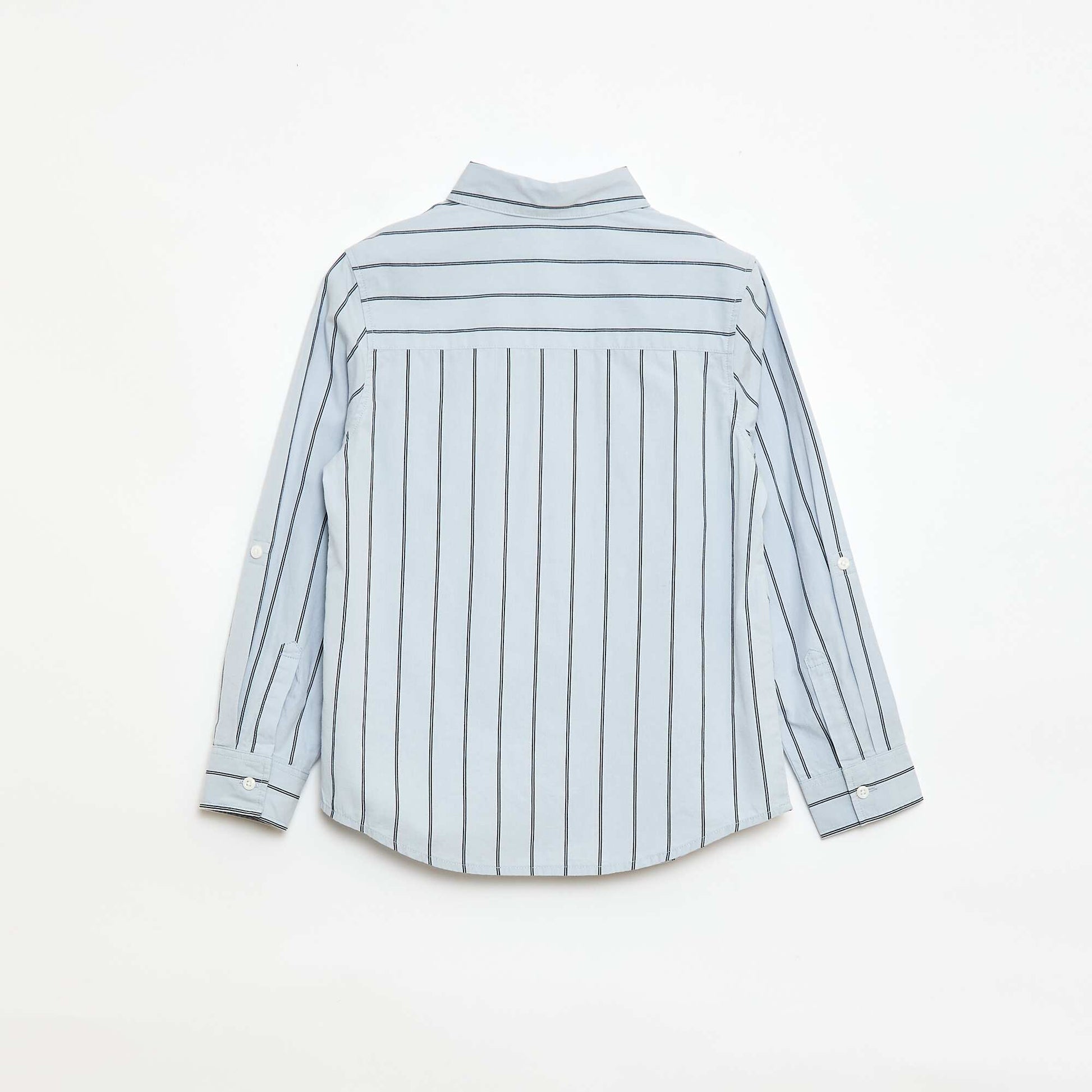Chemise rayée en coton avec poche poitrine BLEU