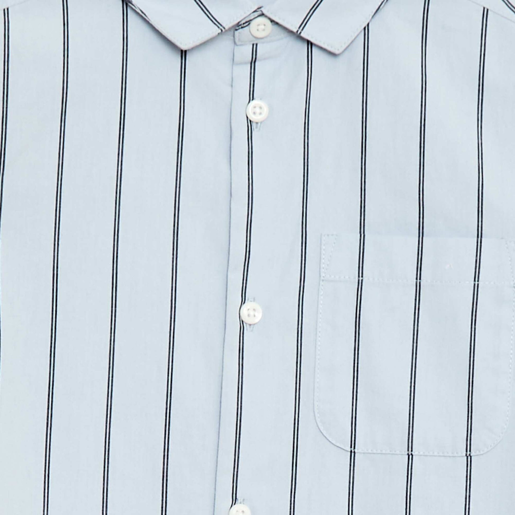 Chemise rayée en coton avec poche poitrine BLEU