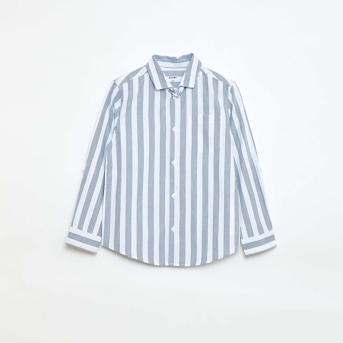 Chemise rayée en coton avec poche poitrine BLEU