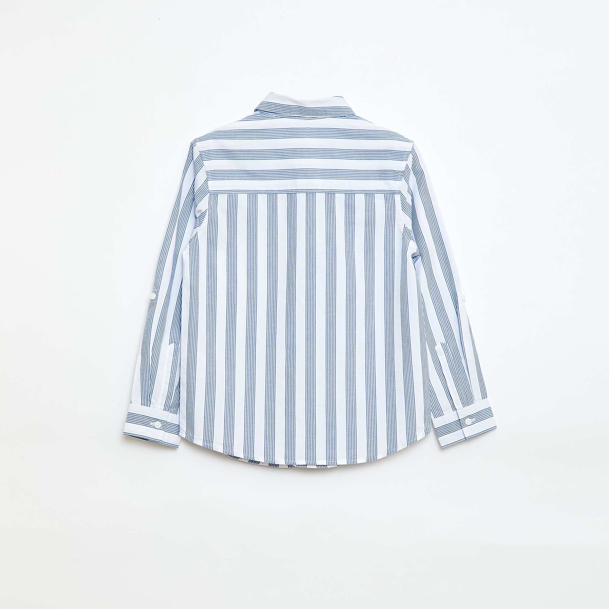 Chemise rayée en coton avec poche poitrine BLEU