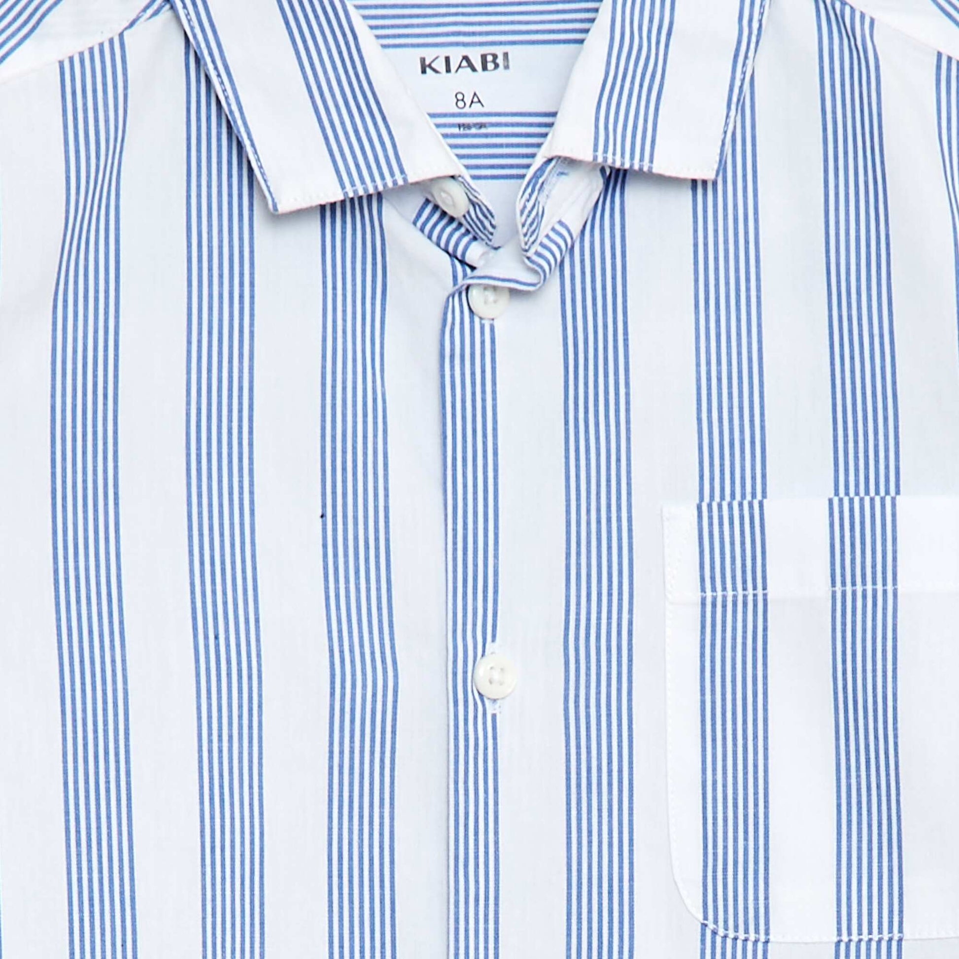 Chemise rayée en coton avec poche poitrine BLEU