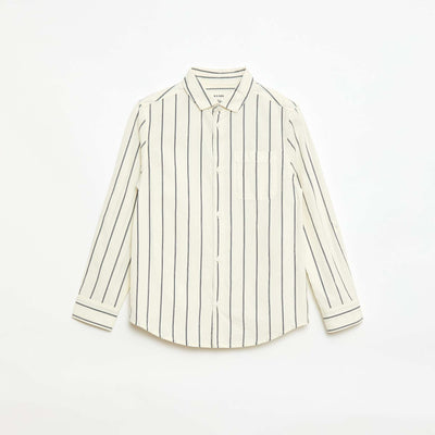 Chemise rayée en coton avec poche poitrine BEIGE