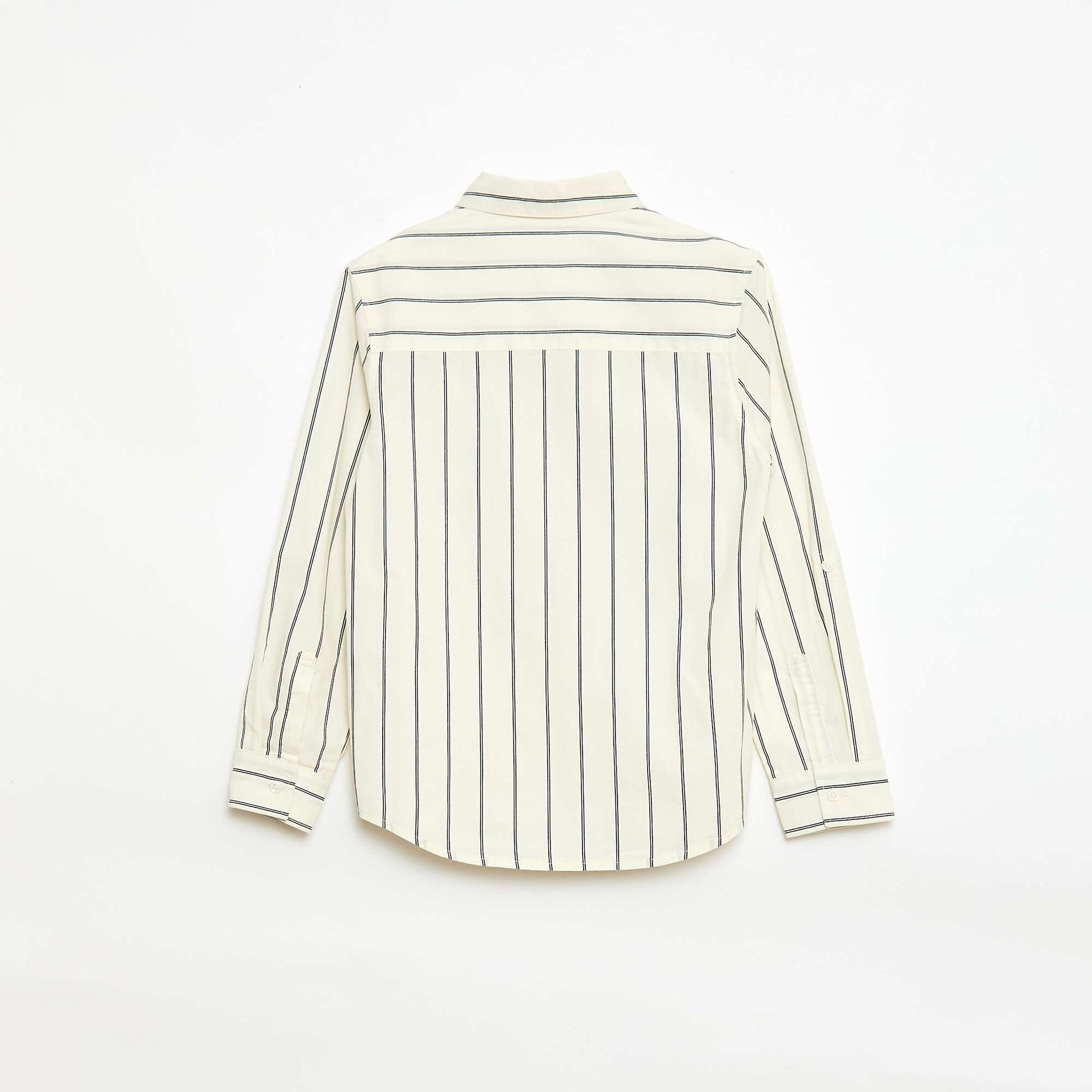 Chemise rayée en coton avec poche poitrine BEIGE