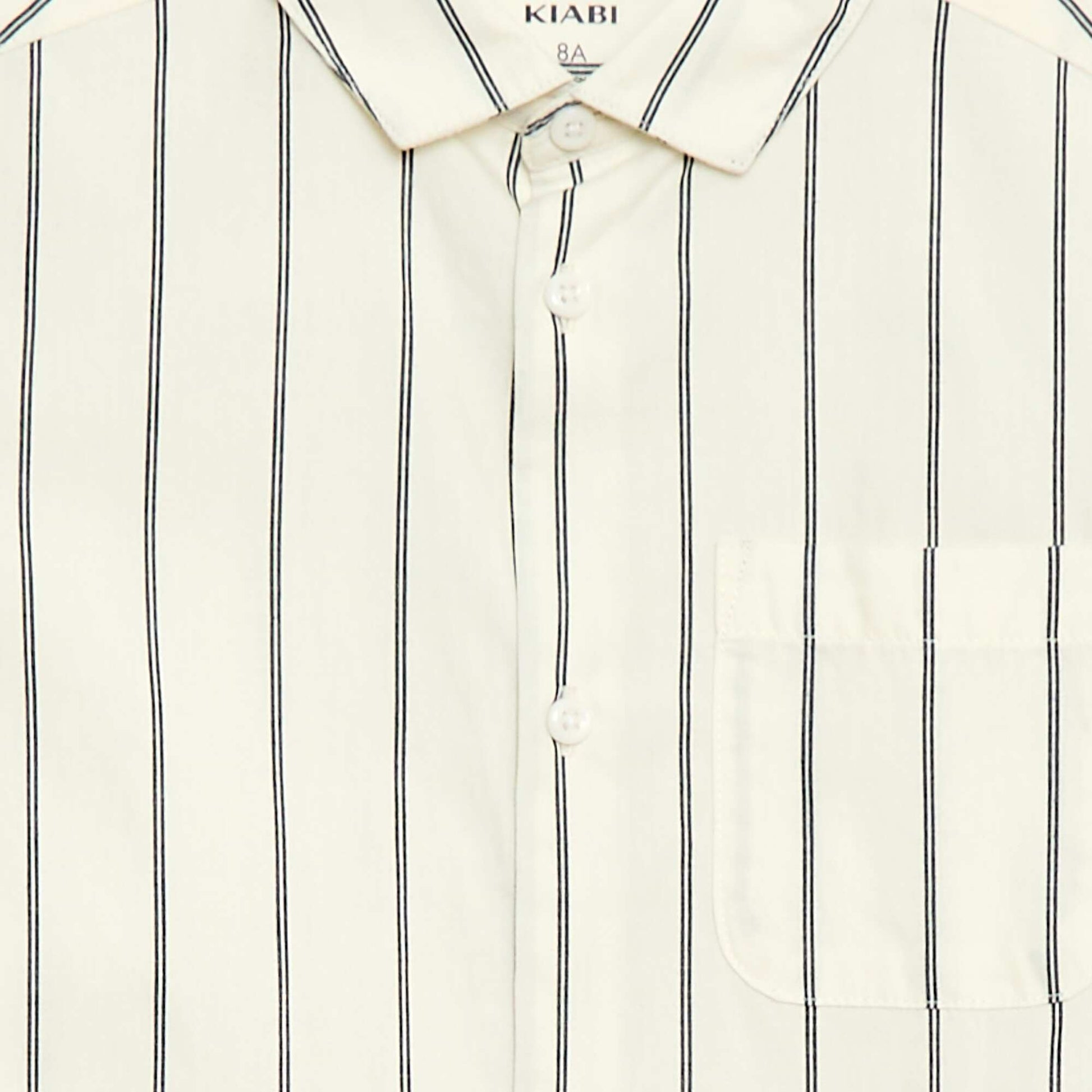 Chemise rayée en coton avec poche poitrine BEIGE
