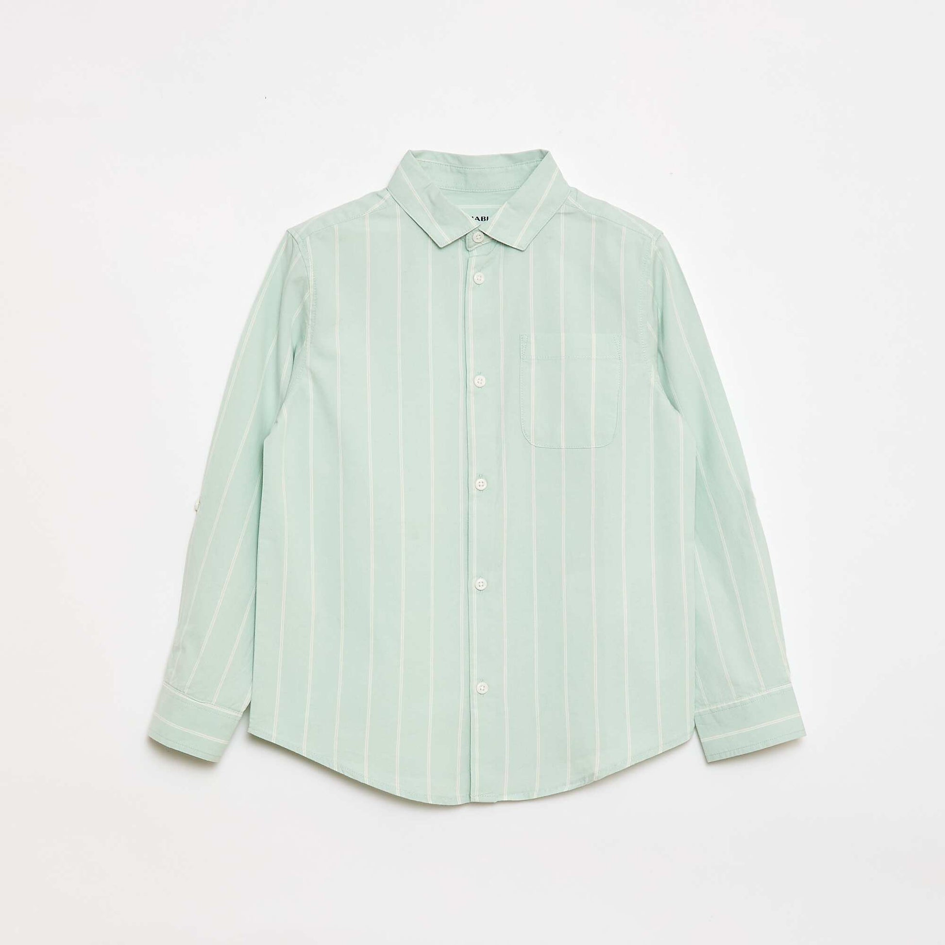 Chemise rayée en coton avec poche poitrine BLEU