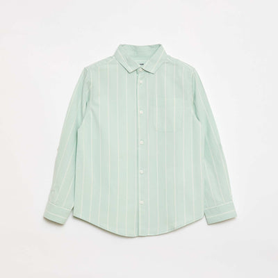 Chemise rayée en coton avec poche poitrine BLEU