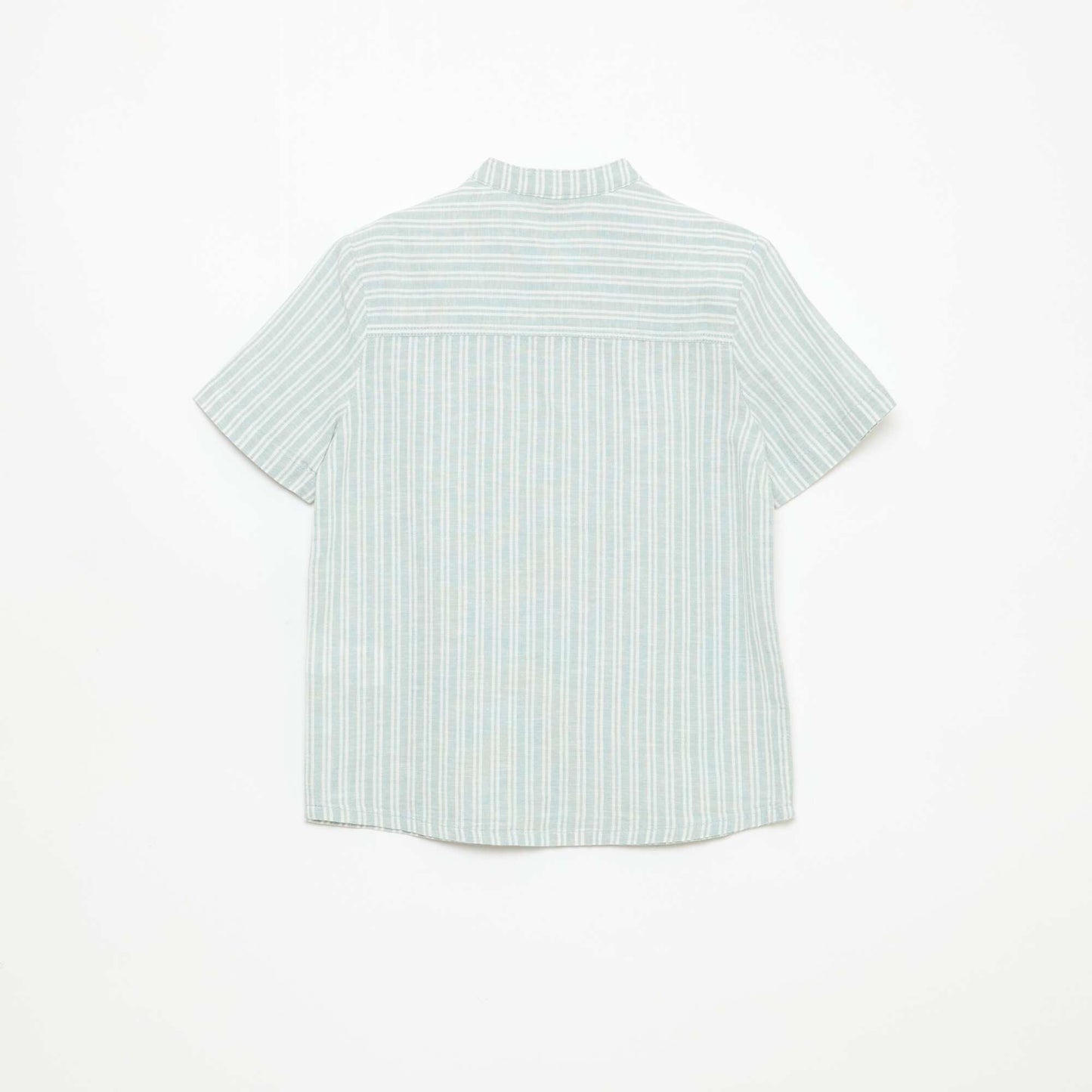 Chemise à col mao à manches courtes en coton et lin KAKI