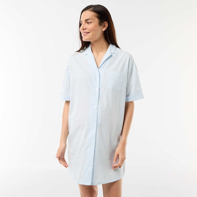 Chemise de nuit maternité boutonnée BLEU