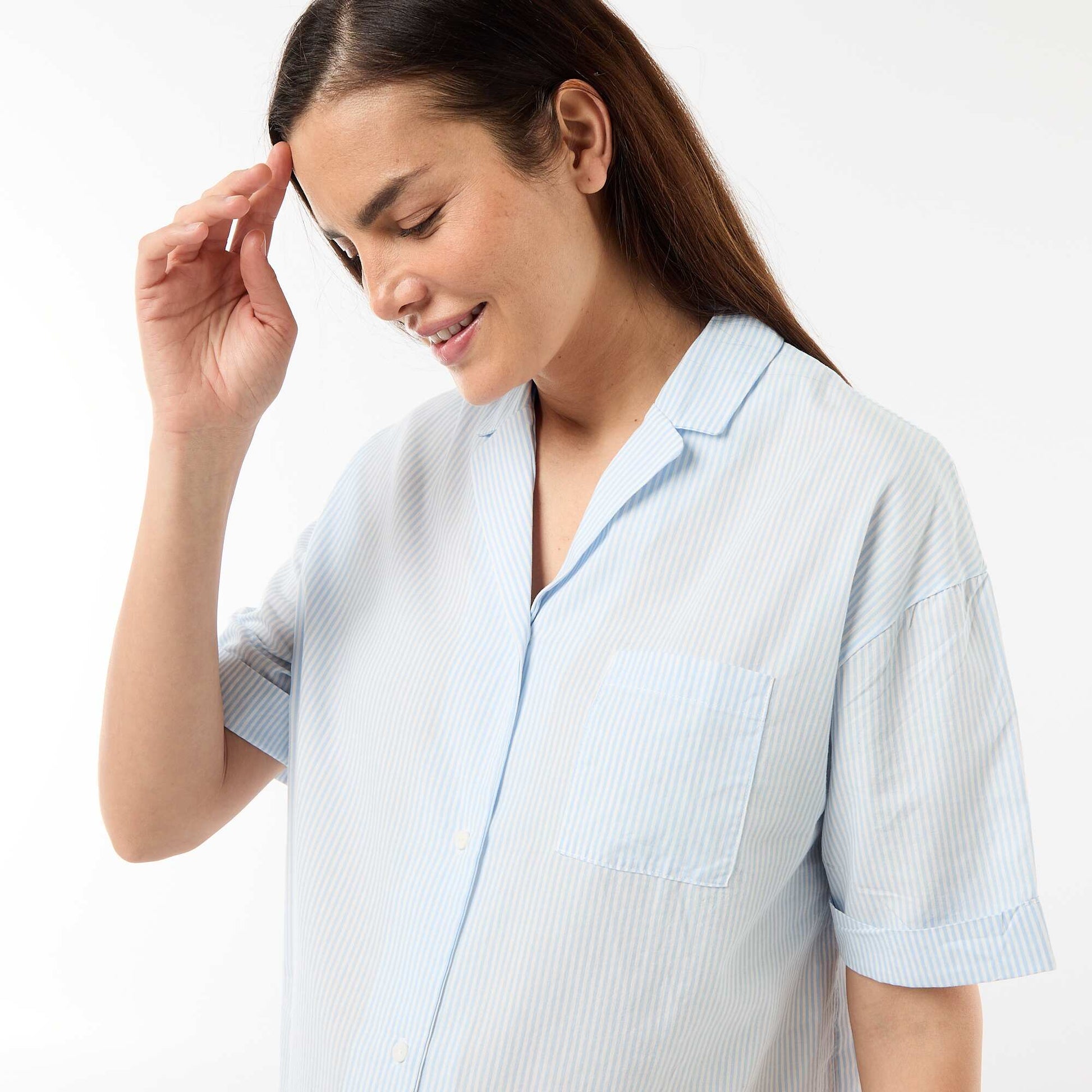 Chemise de nuit maternité boutonnée BLEU