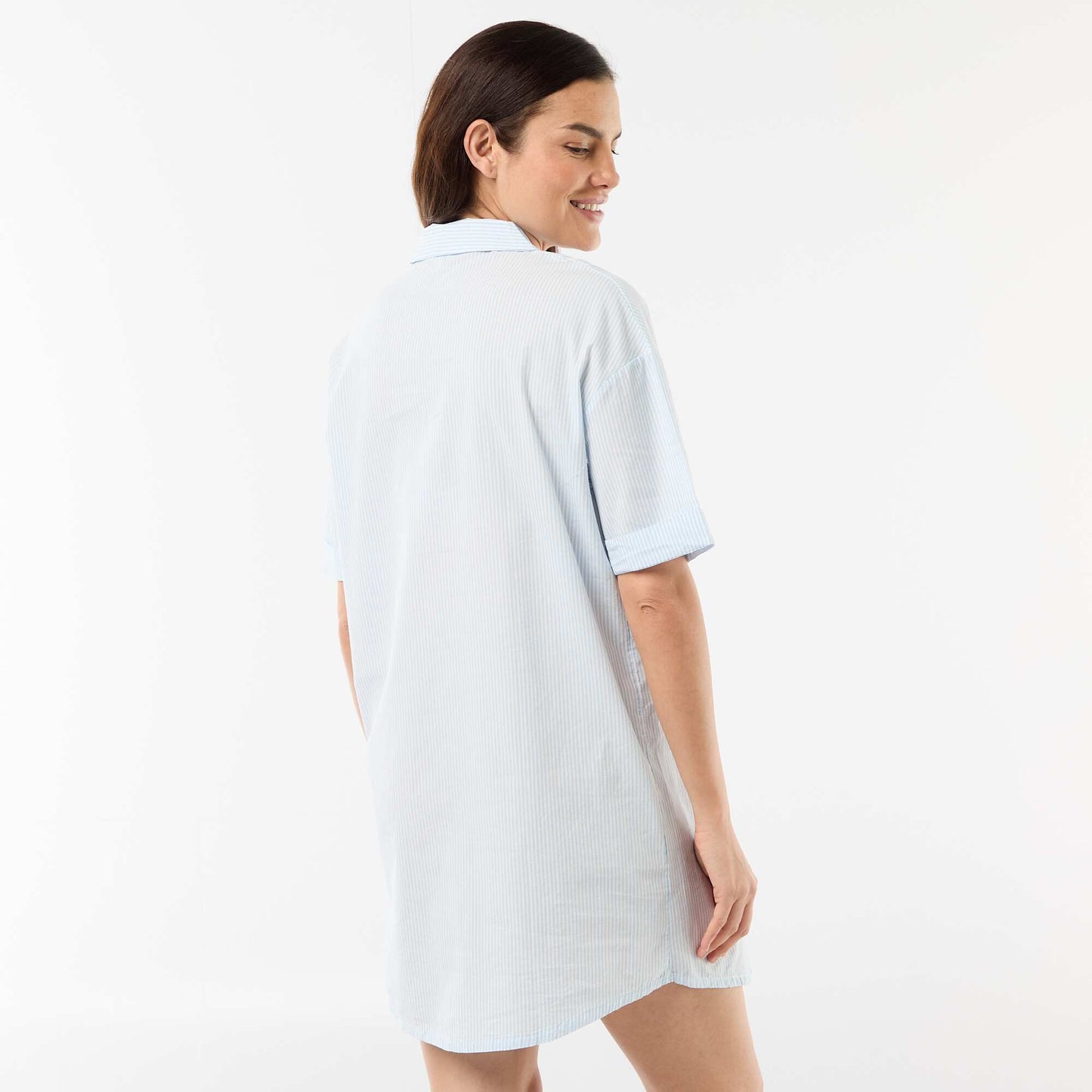 Chemise de nuit maternité boutonnée BLEU