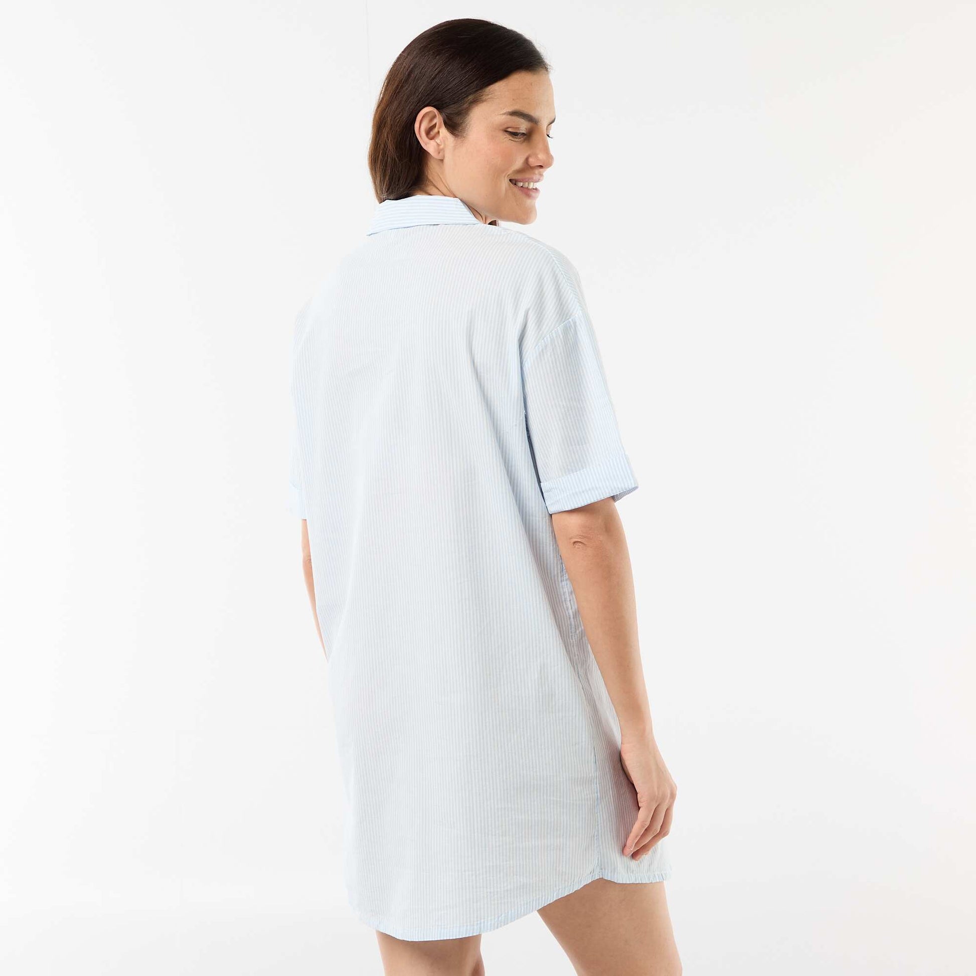 Chemise de nuit maternité boutonnée BLEU