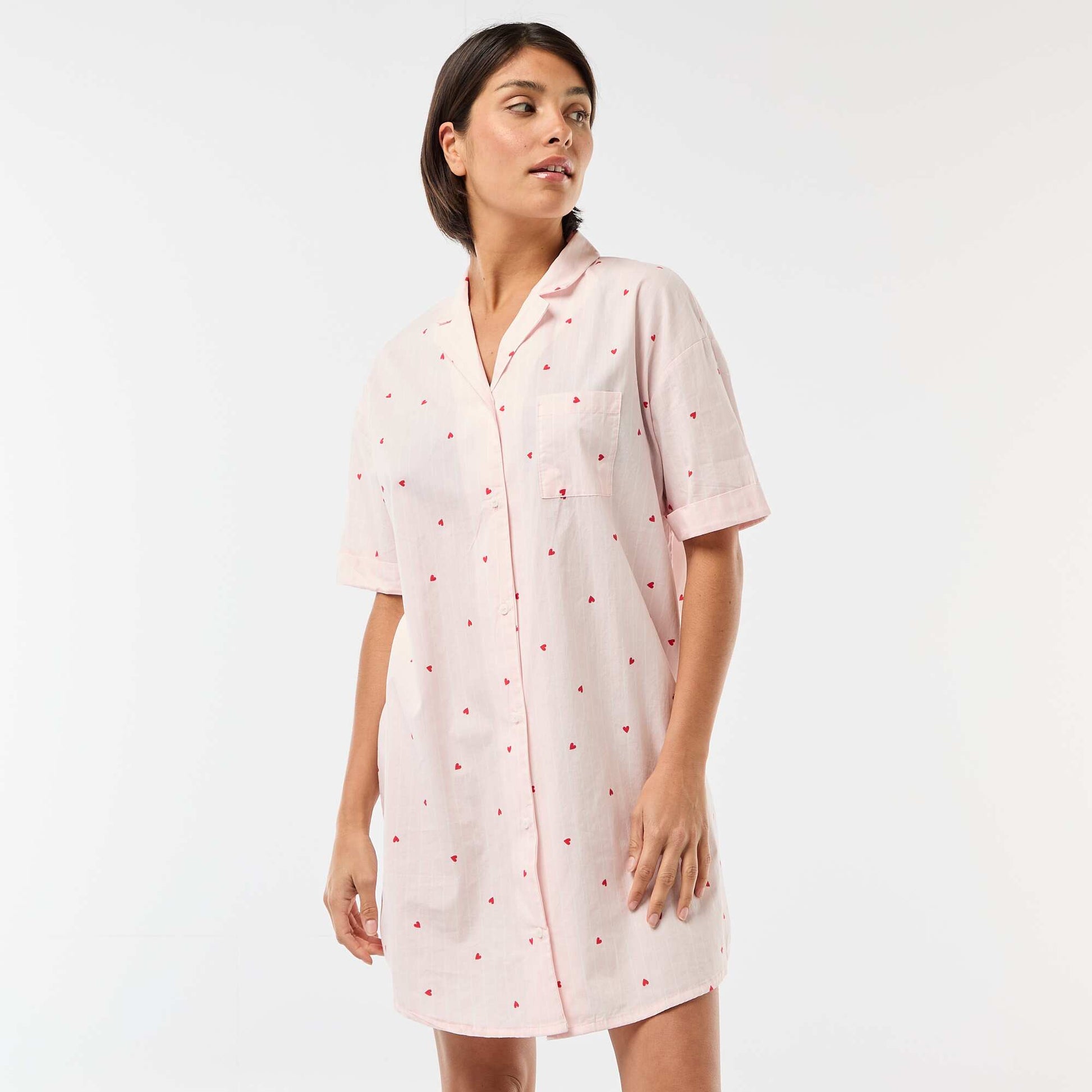 Chemise de nuit maternité boutonnée ROSE