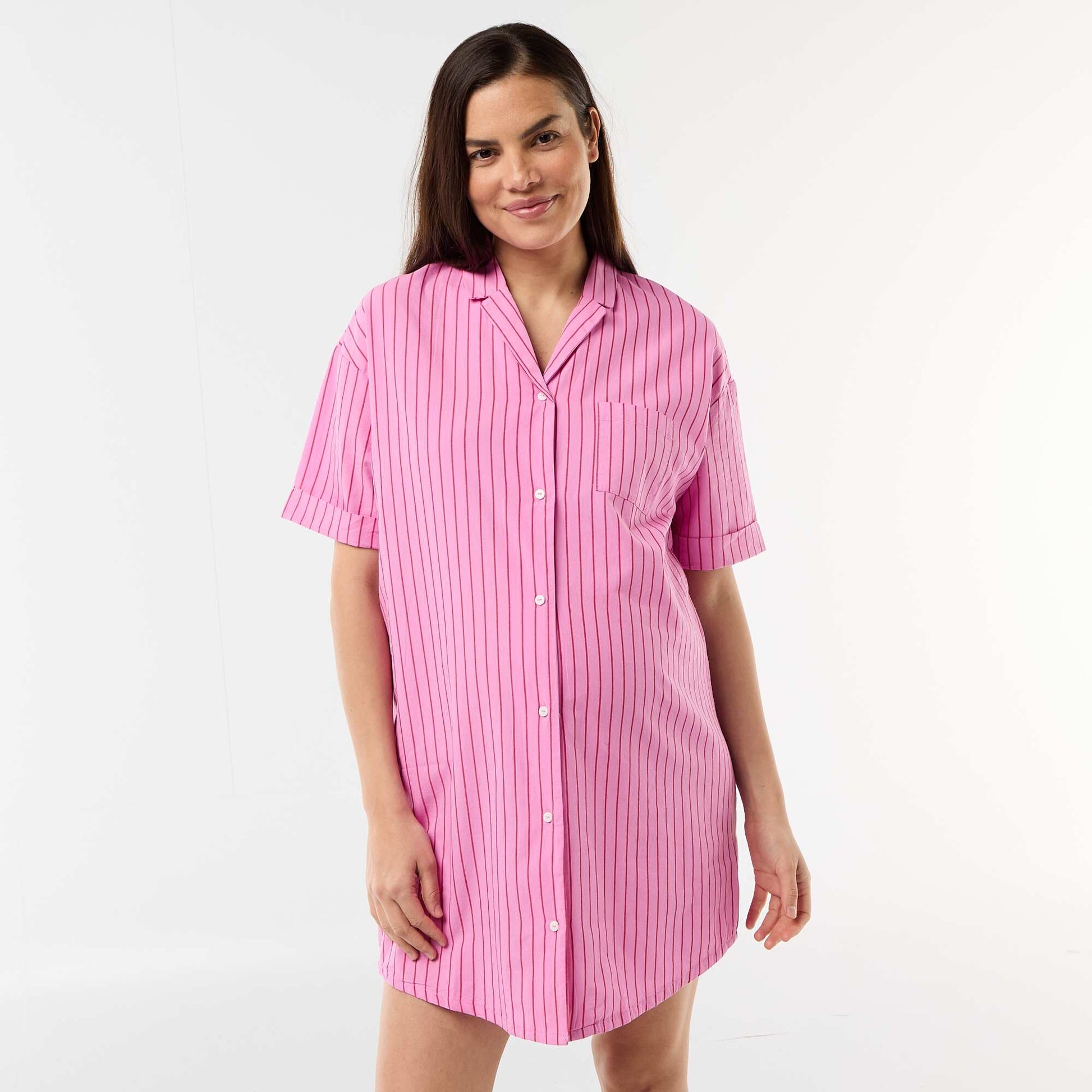 Chemise de nuit maternité boutonnée ROSE