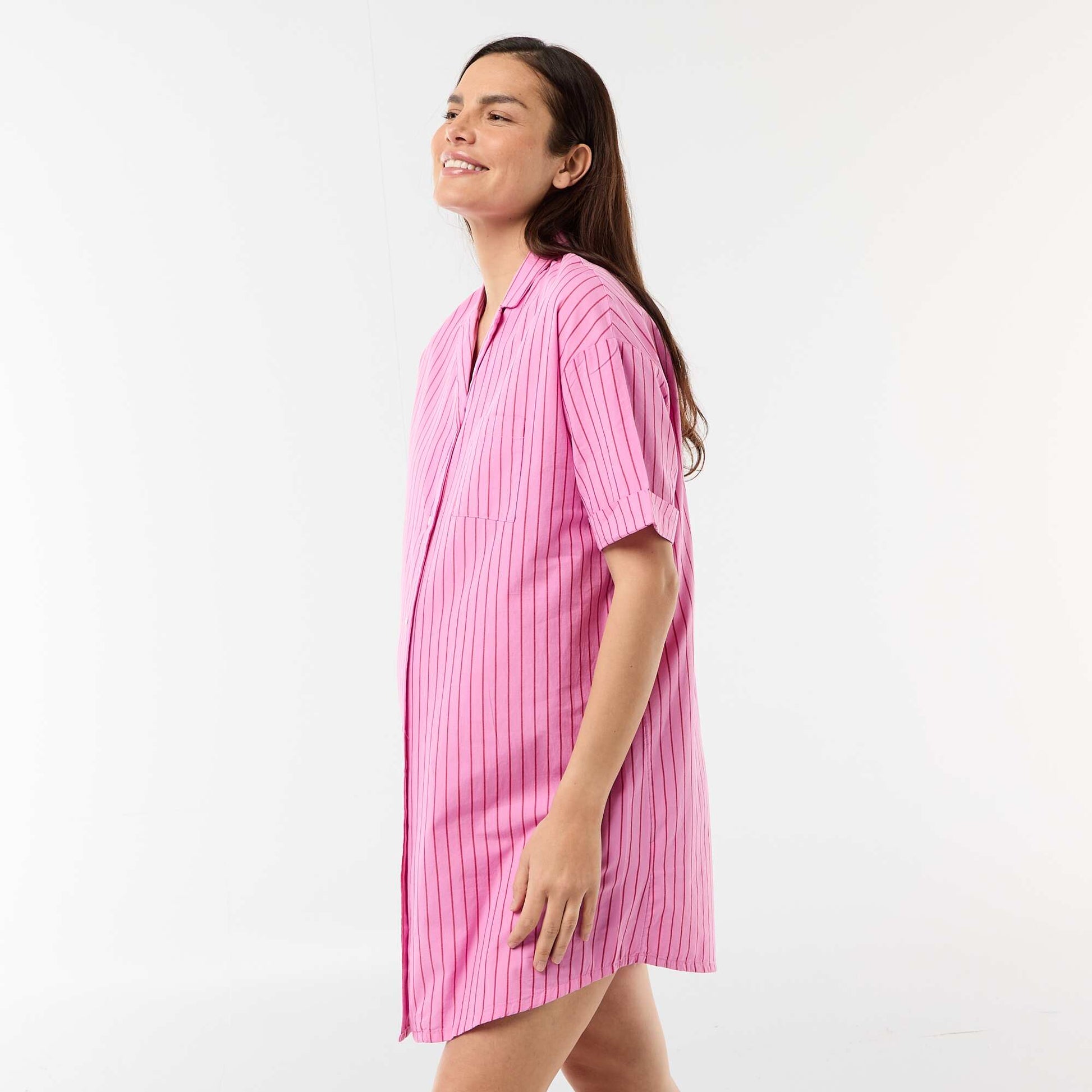 Chemise de nuit maternité boutonnée ROSE