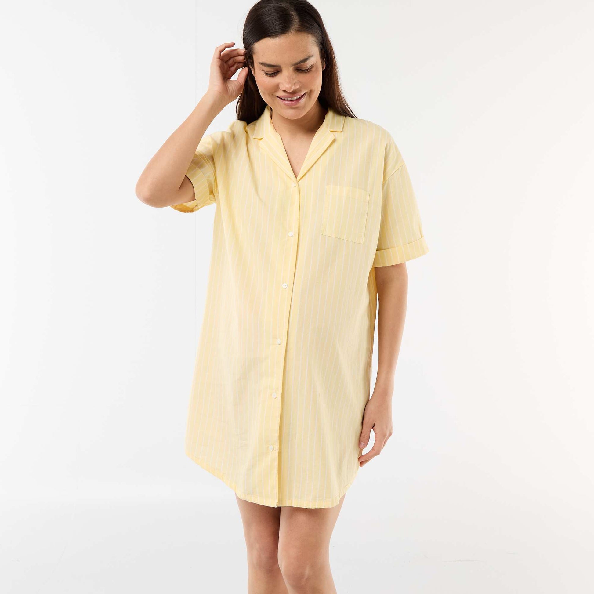 Chemise de nuit maternité boutonnée JAUNE
