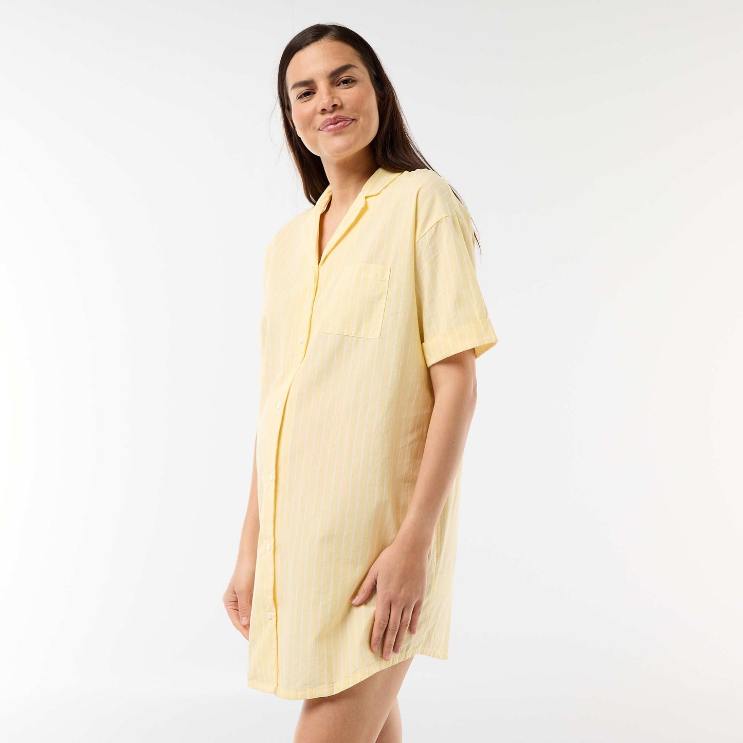 Chemise de nuit maternité boutonnée JAUNE