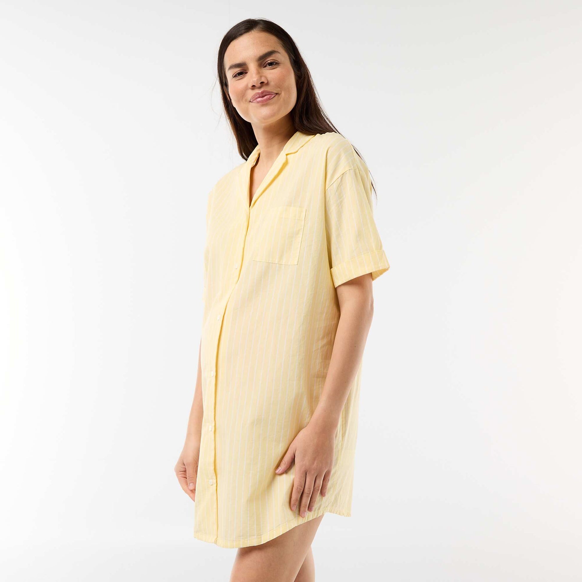 Chemise de nuit maternité boutonnée JAUNE