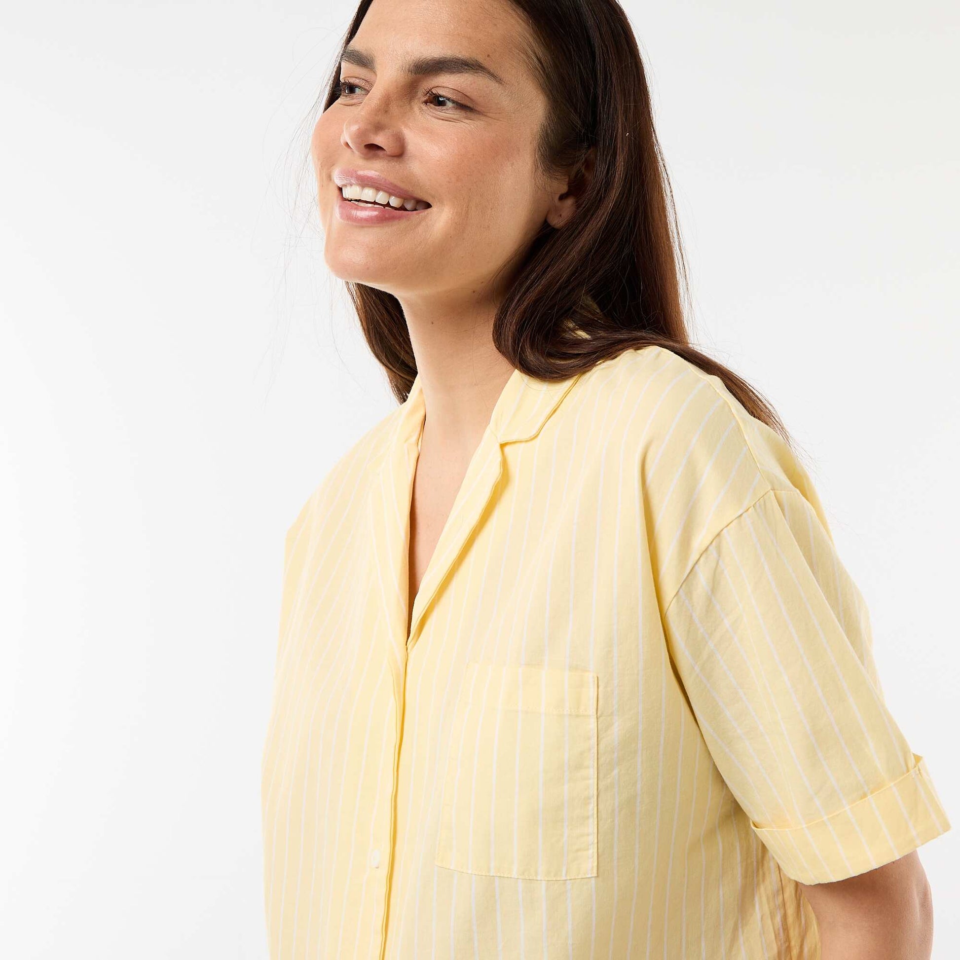 Chemise de nuit maternité boutonnée JAUNE