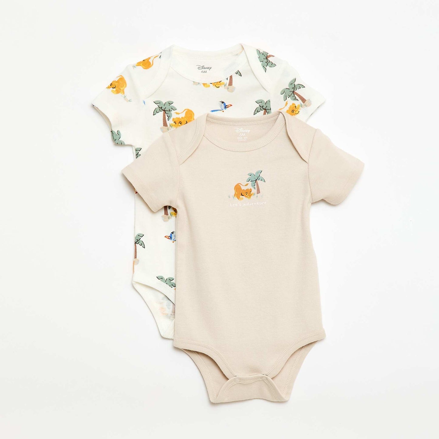 Lot de 2 bodies manches courtes 'Disney' 'Simba' BEIGE