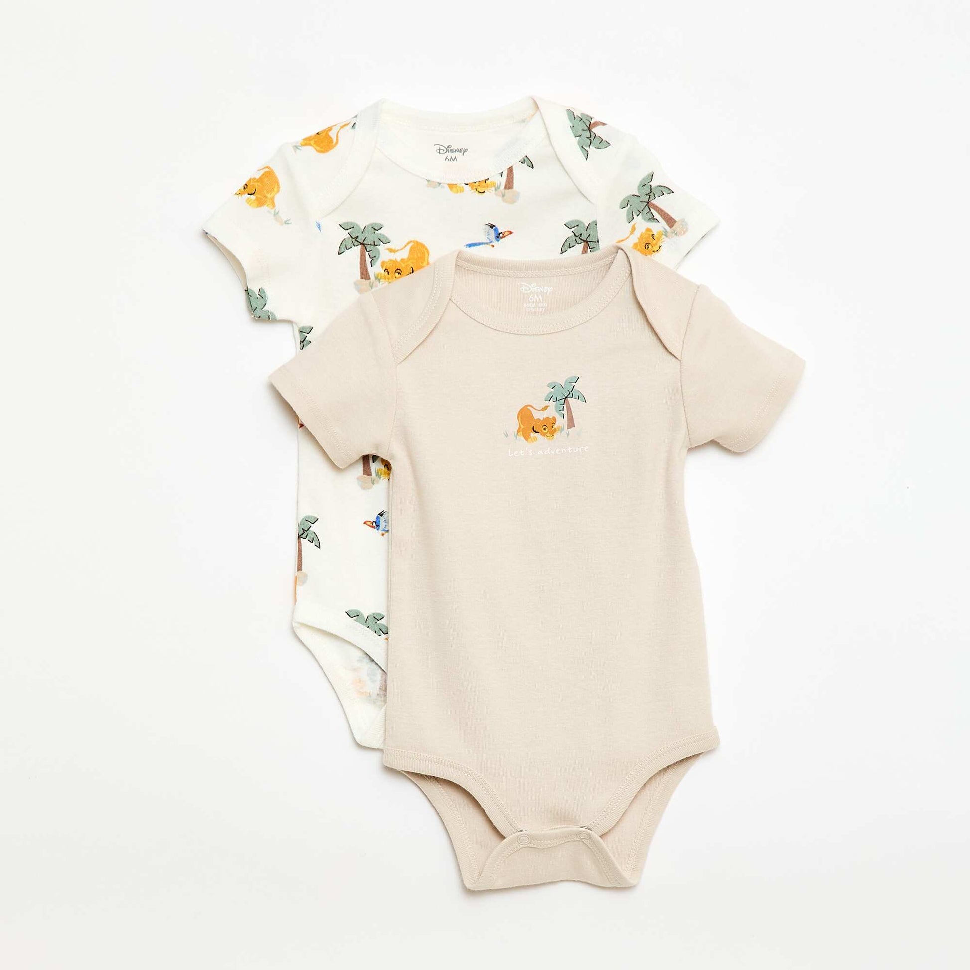 Lot de 2 bodies manches courtes 'Disney' 'Simba' BEIGE