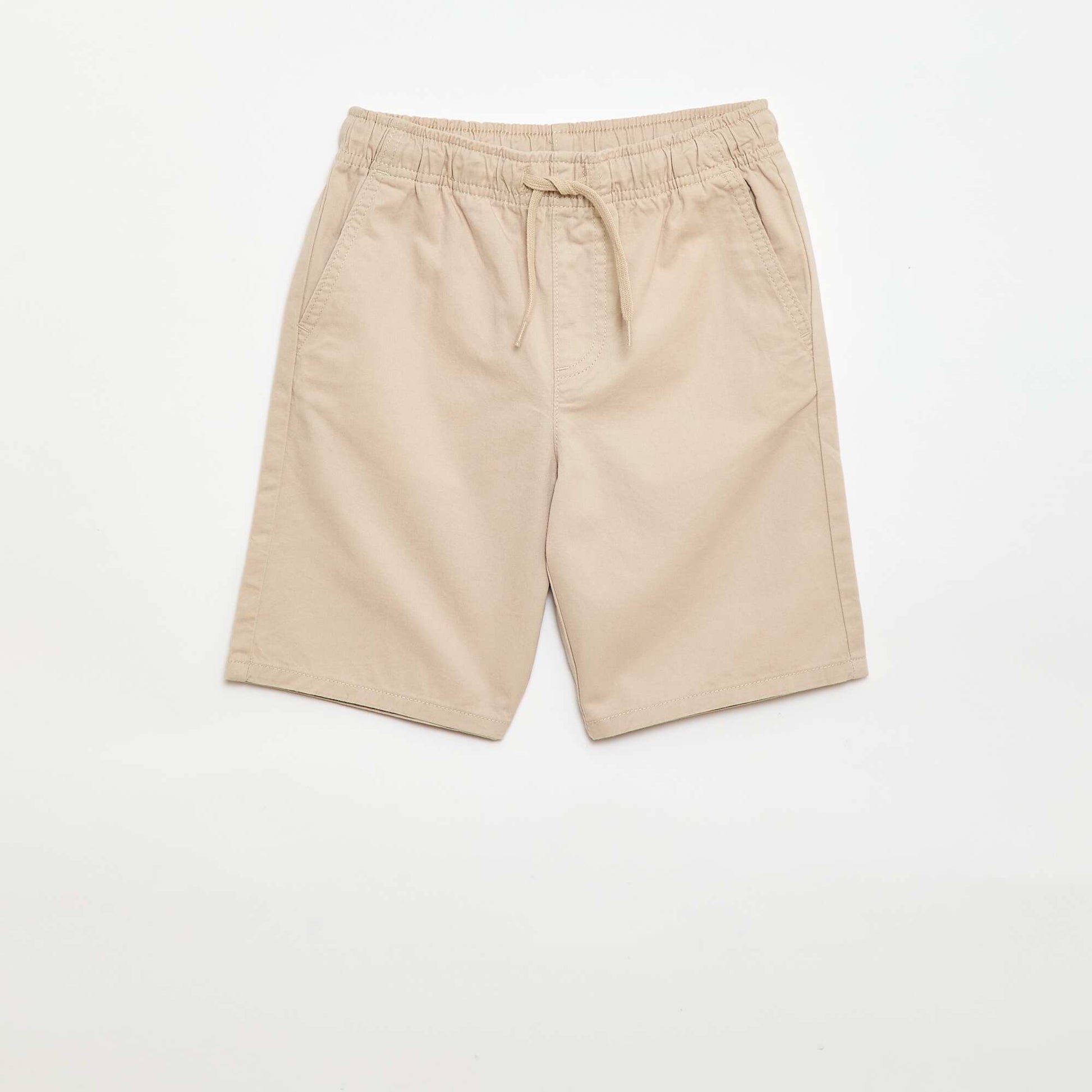 Bermuda chino uni avec liens de serrage BEIGE