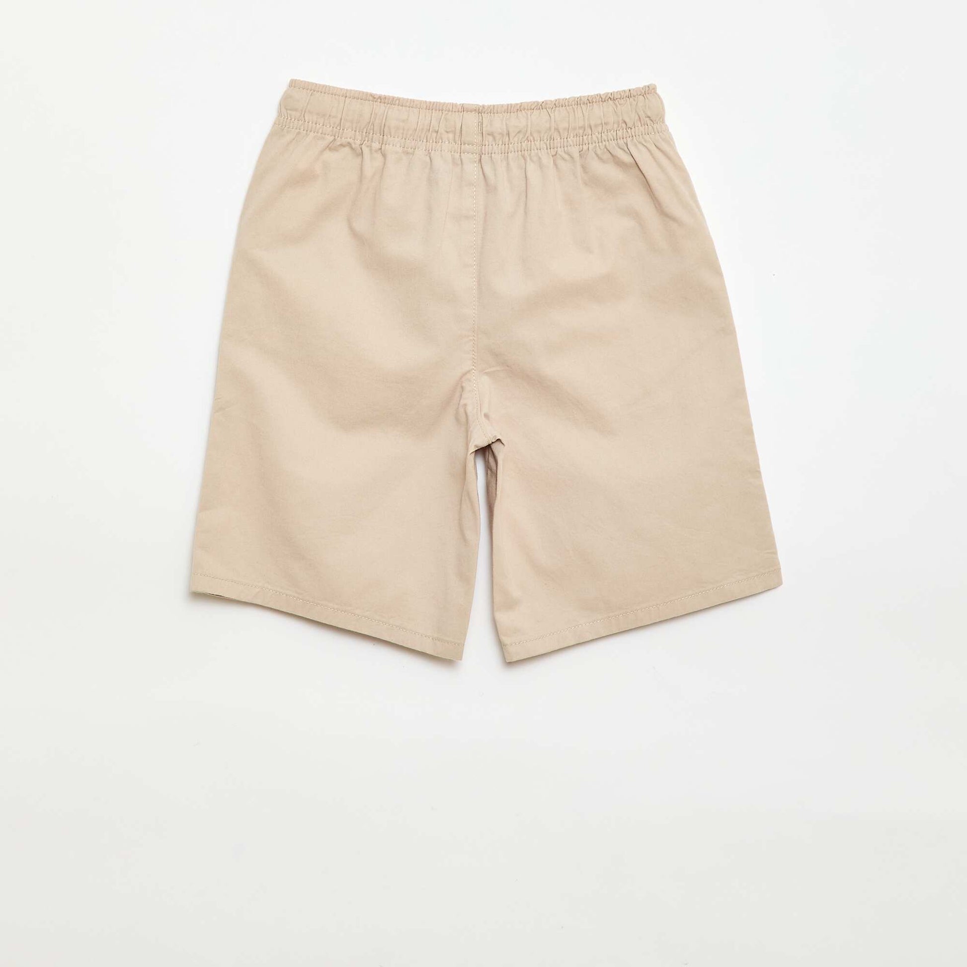 Bermuda chino uni avec liens de serrage BEIGE