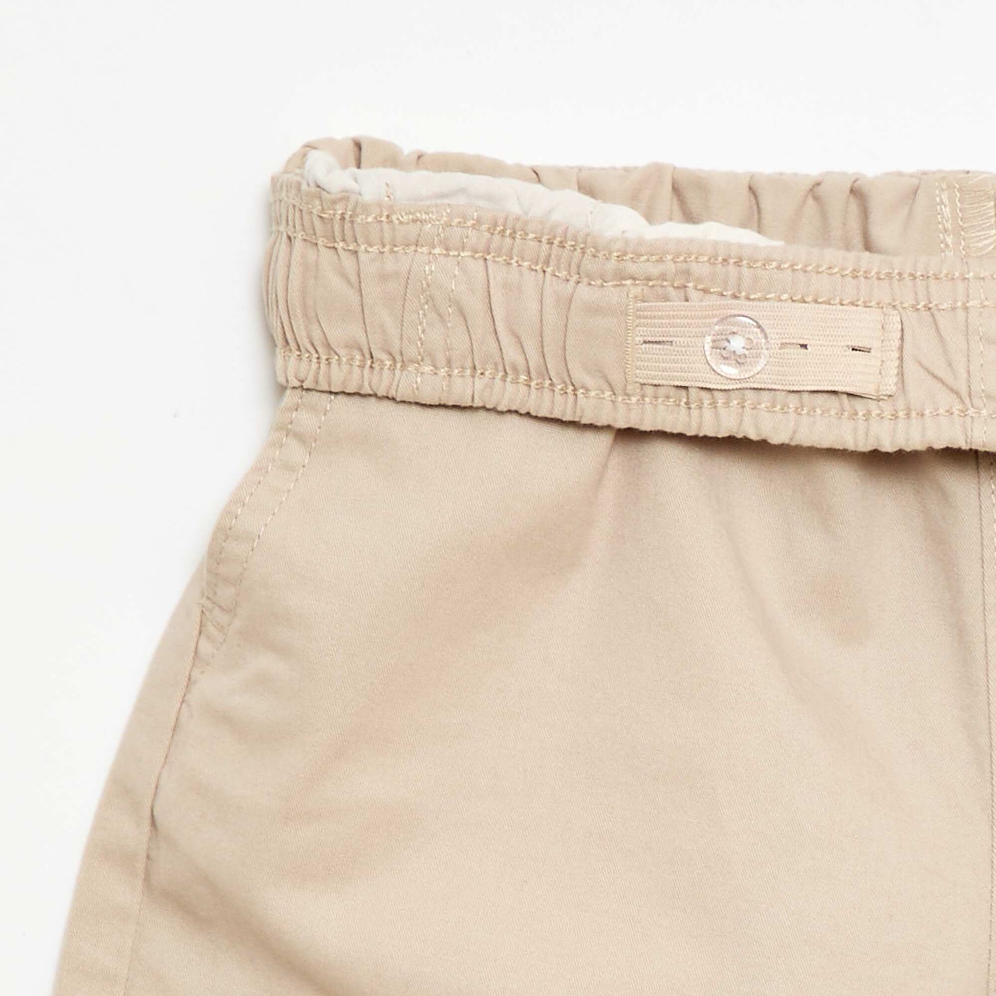 Bermuda chino uni avec liens de serrage BEIGE