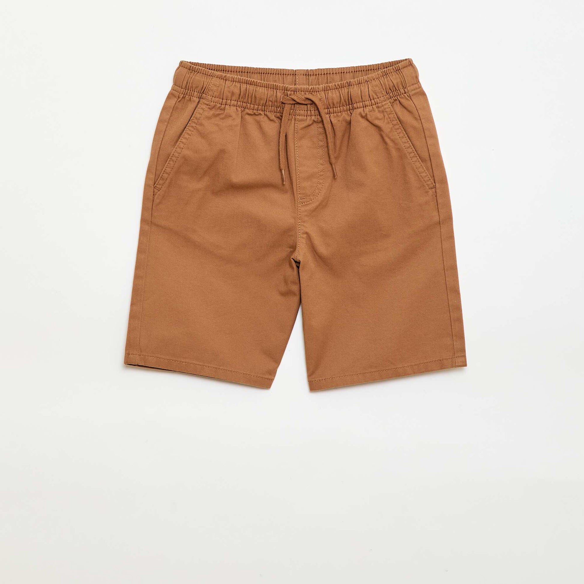 Bermuda chino uni avec liens de serrage BEIGE