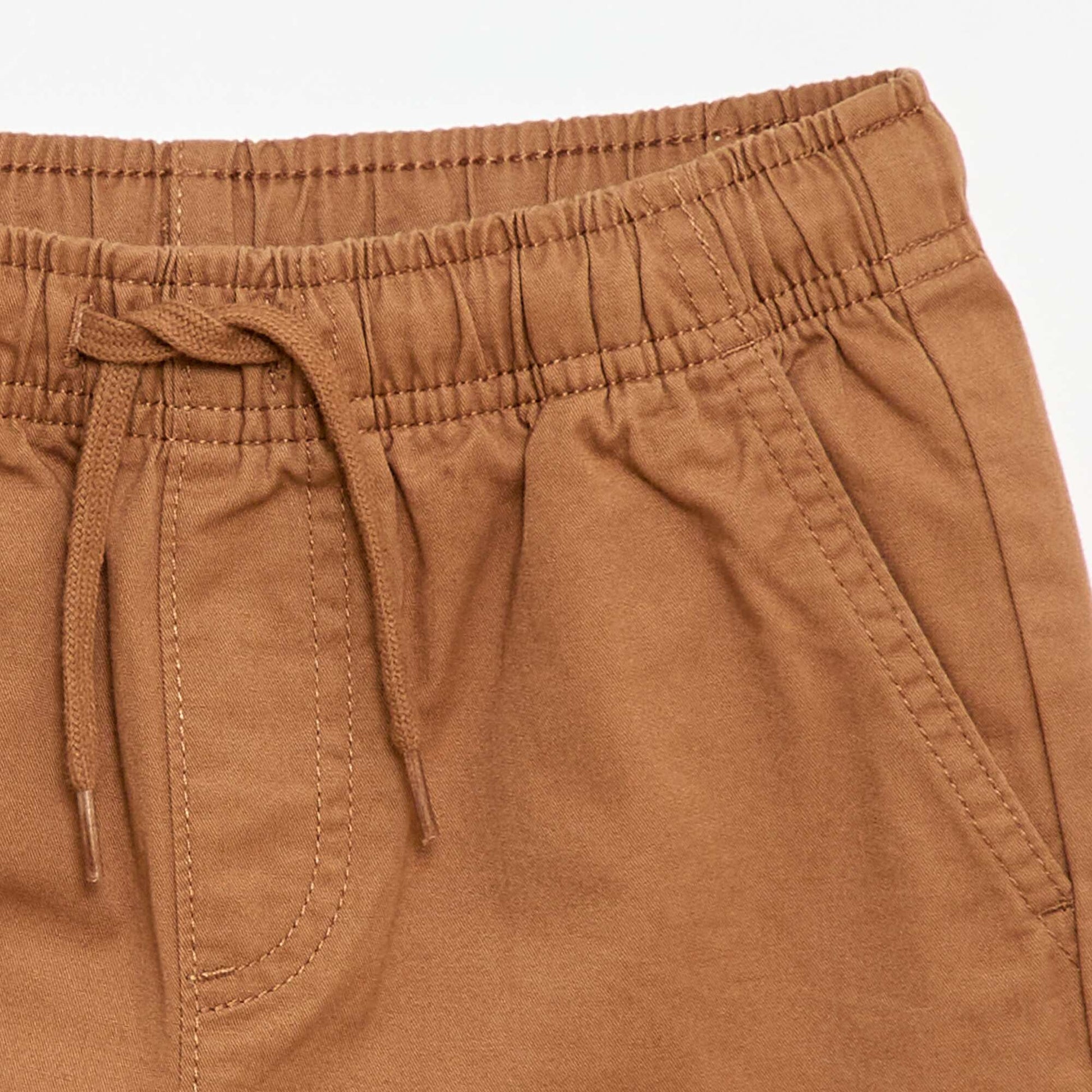 Bermuda chino uni avec liens de serrage BEIGE