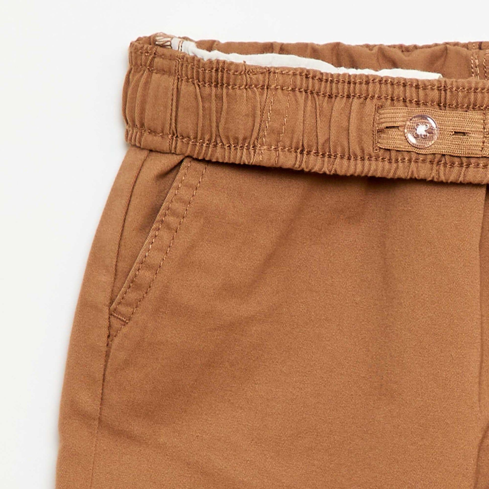 Bermuda chino uni avec liens de serrage BEIGE