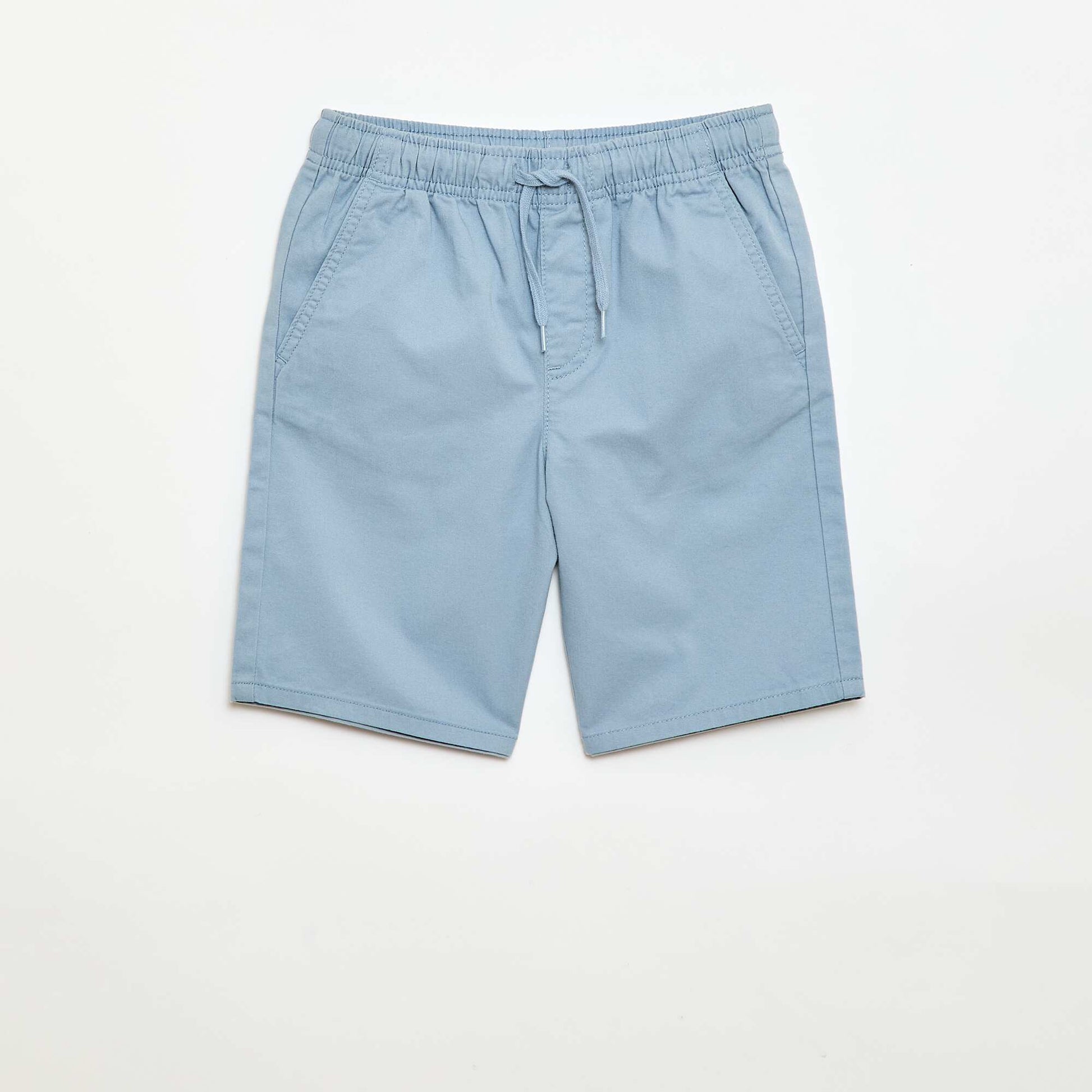 Bermuda chino uni avec liens de serrage BLEU