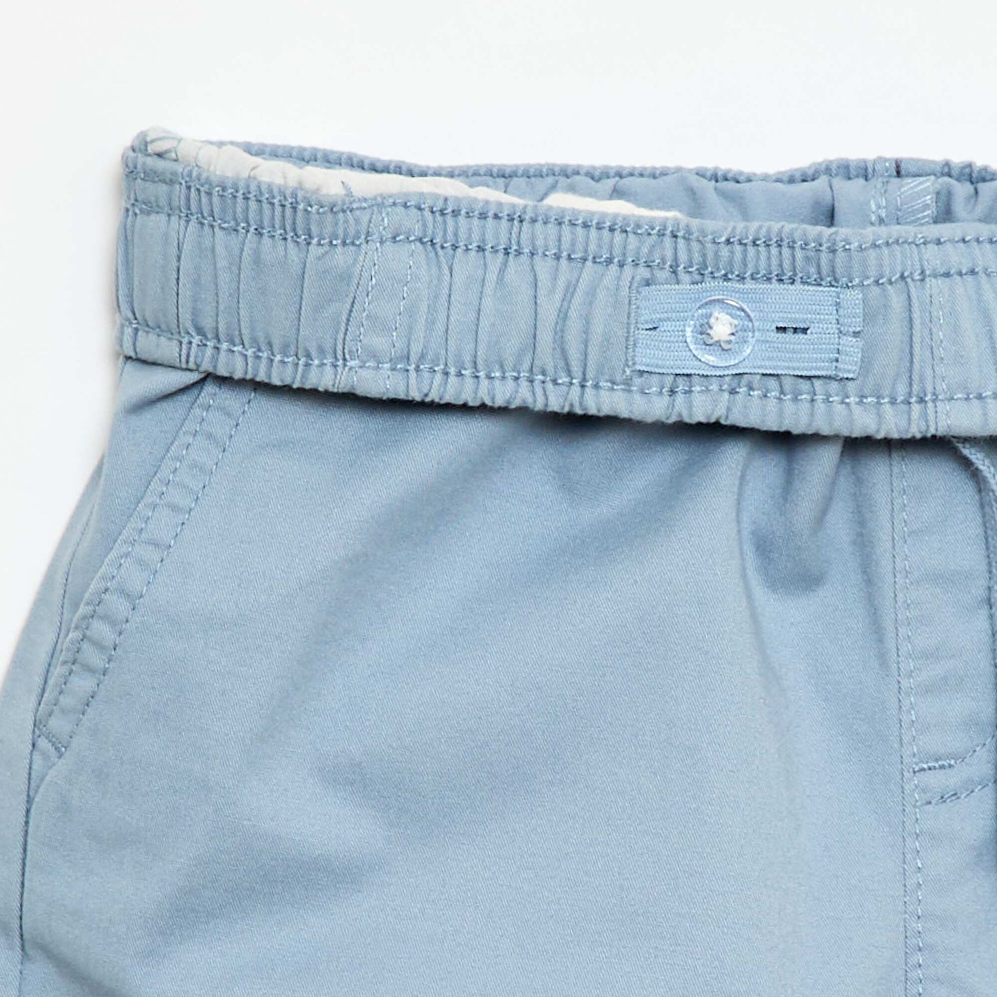 Bermuda chino uni avec liens de serrage BLEU