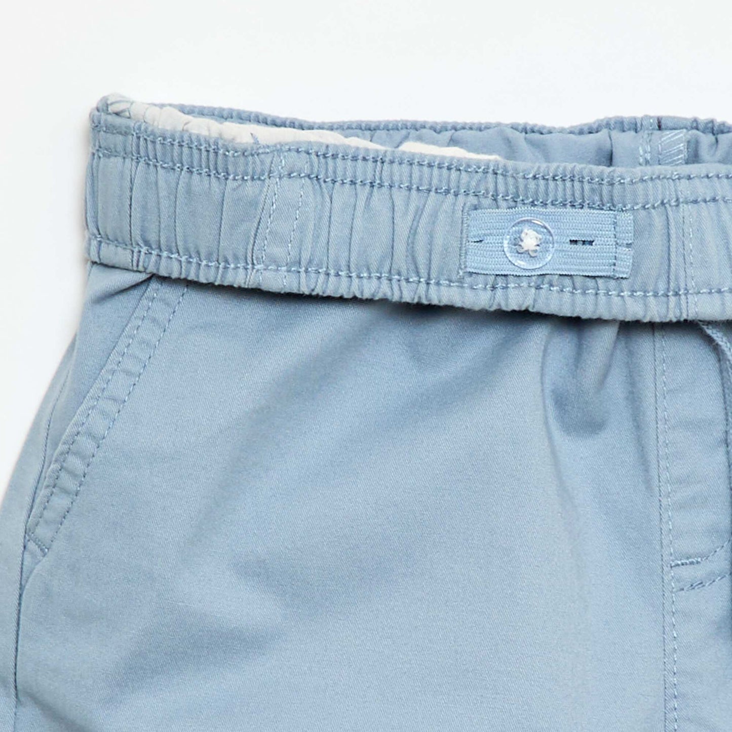 Bermuda chino uni avec liens de serrage BLEU