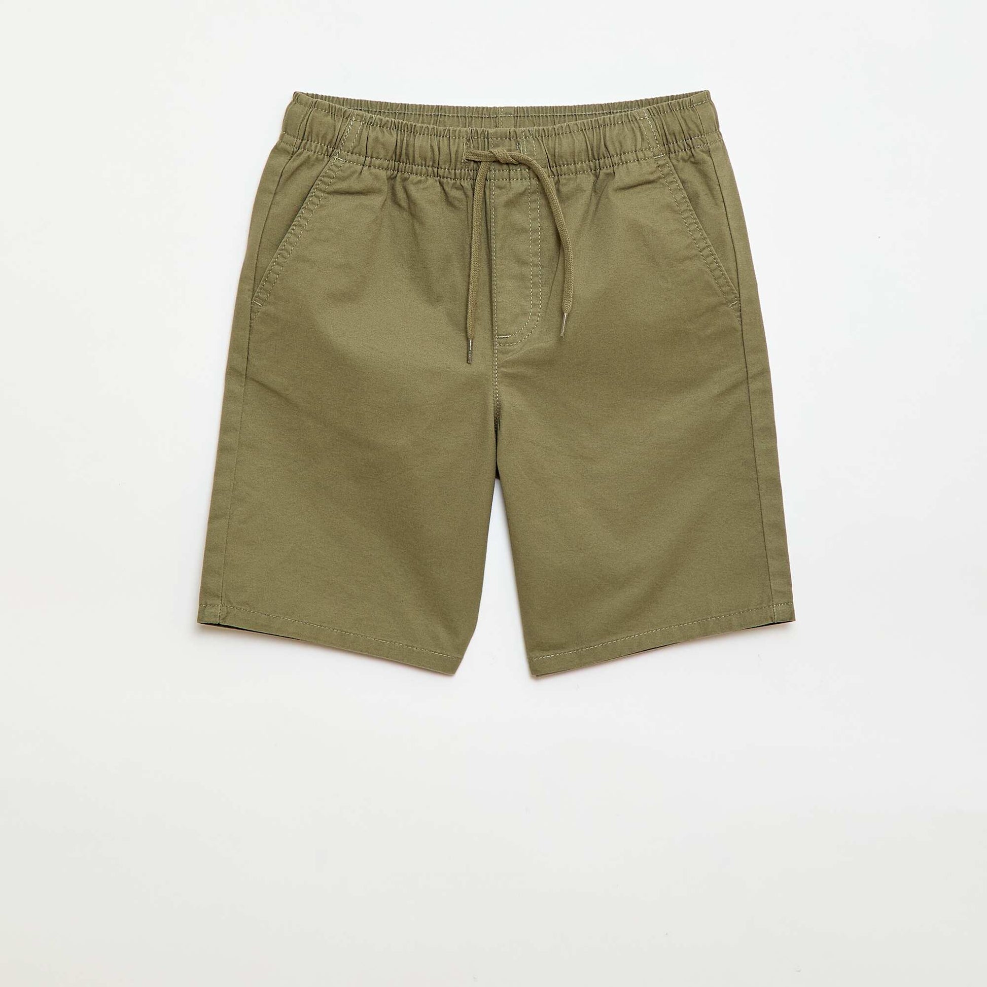 Bermuda chino uni avec liens de serrage VERT