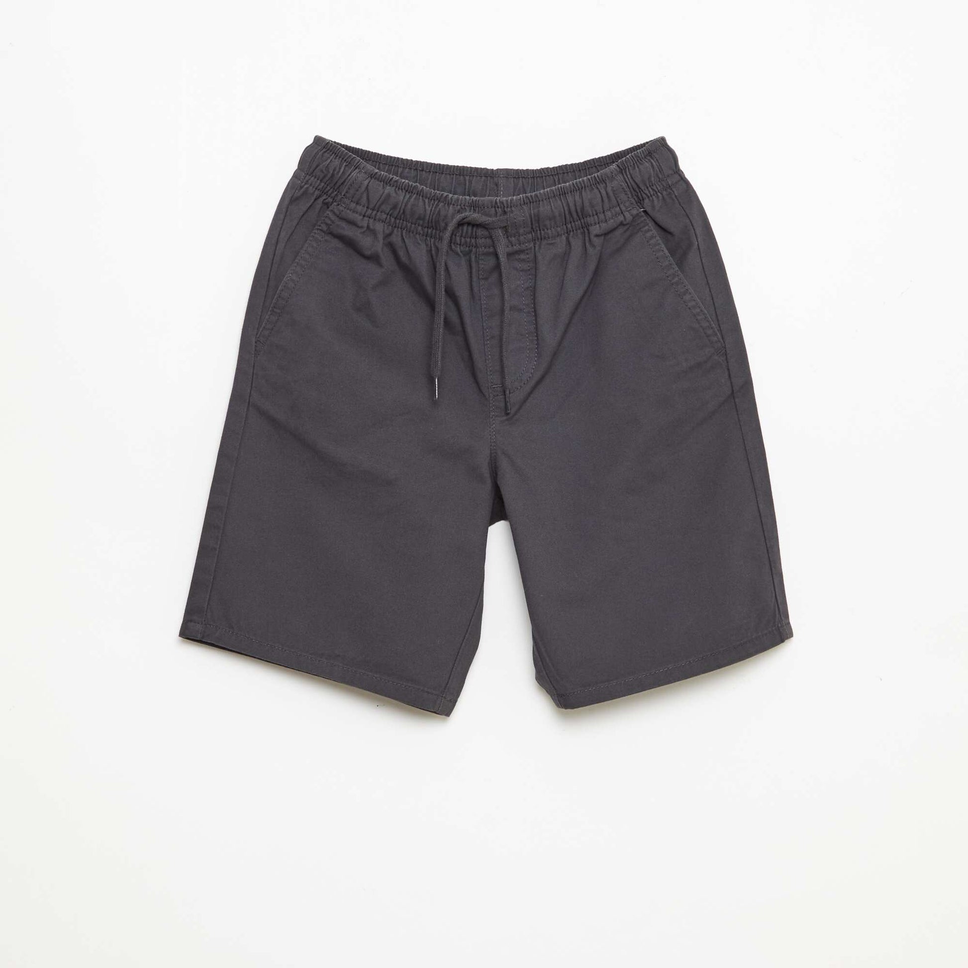 Bermuda chino uni avec liens de serrage NOIR