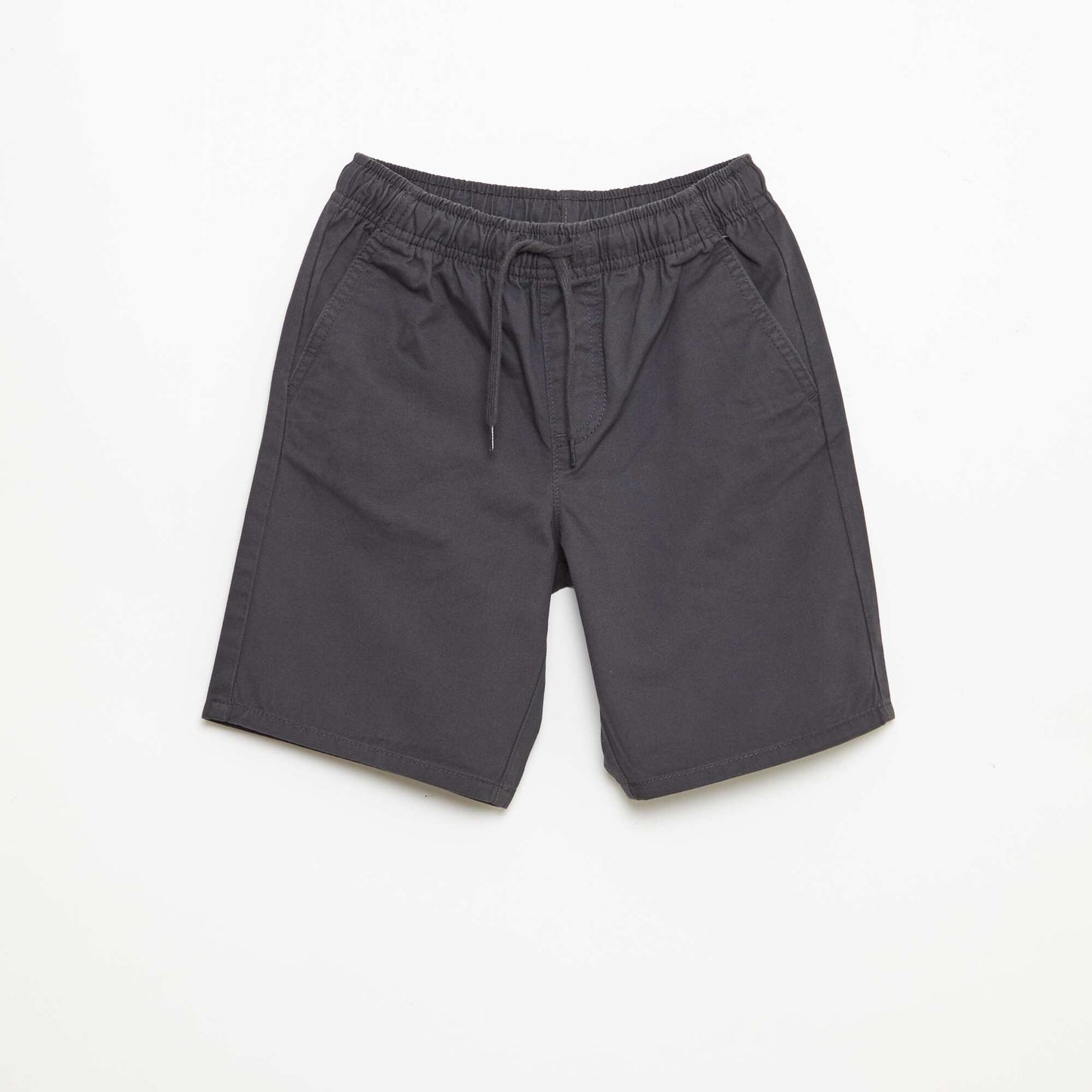 Bermuda chino uni avec liens de serrage NOIR