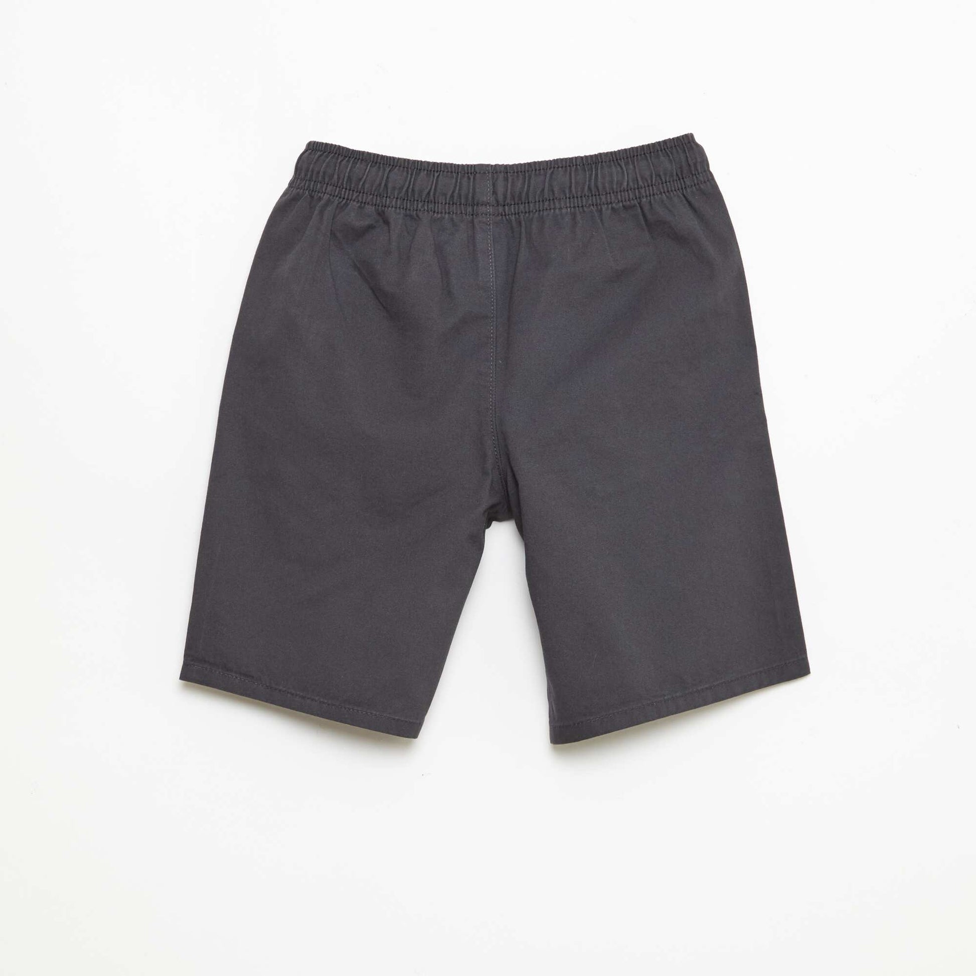 Bermuda chino uni avec liens de serrage NOIR