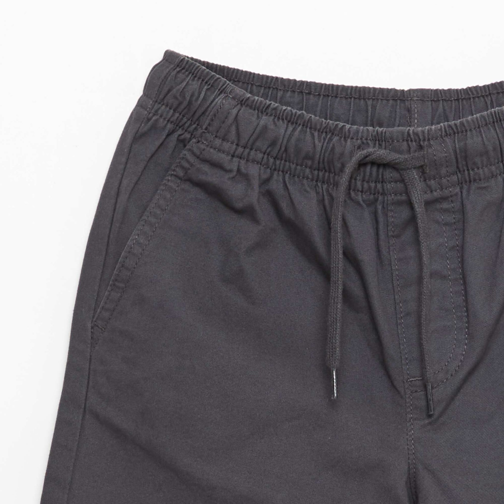 Bermuda chino uni avec liens de serrage NOIR