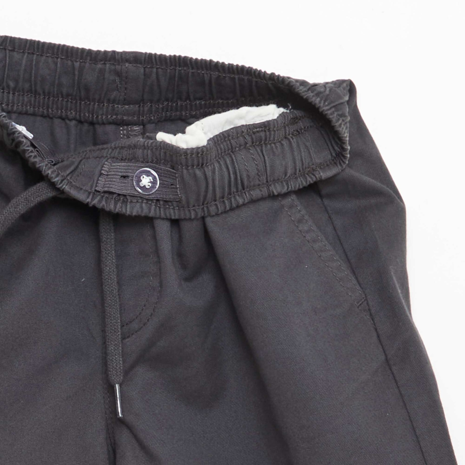 Bermuda chino uni avec liens de serrage NOIR