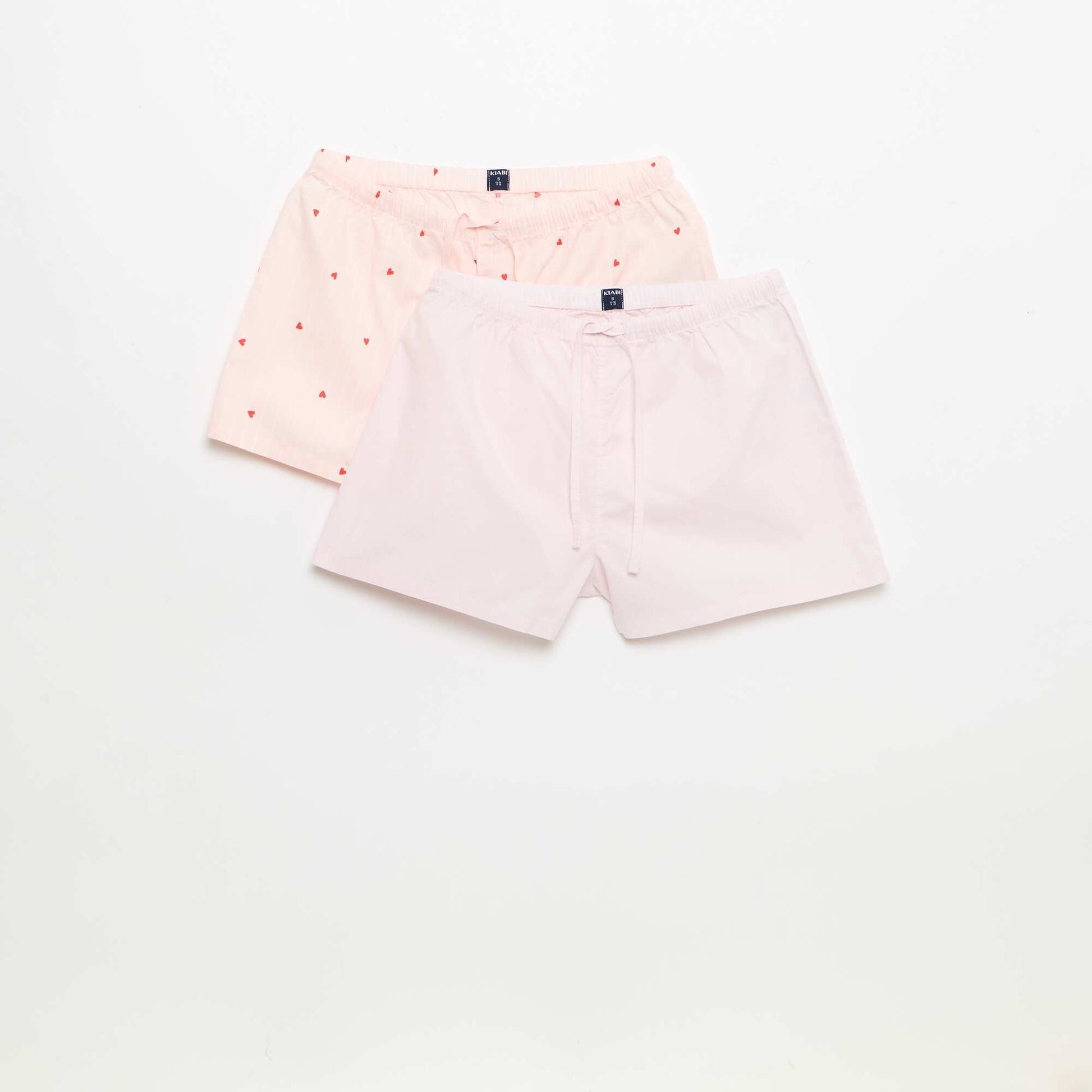 Lot de 2 shorts popeline avec cordon en coton ROSE