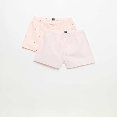 Lot de 2 shorts popeline avec cordon en coton ROSE