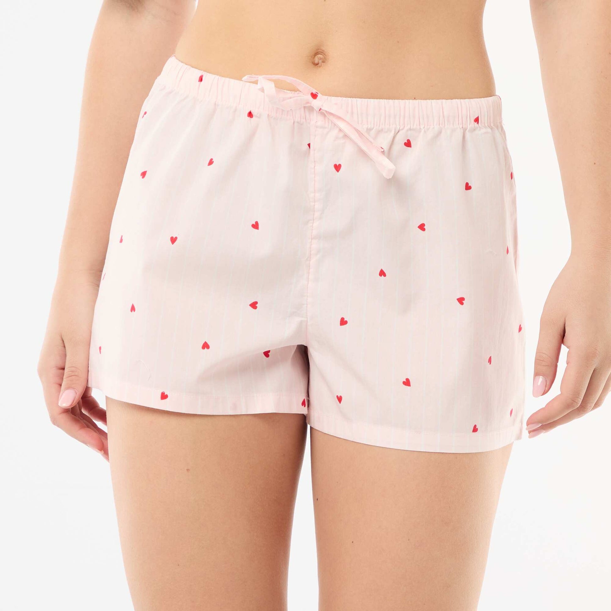 Lot de 2 shorts popeline avec cordon en coton ROSE