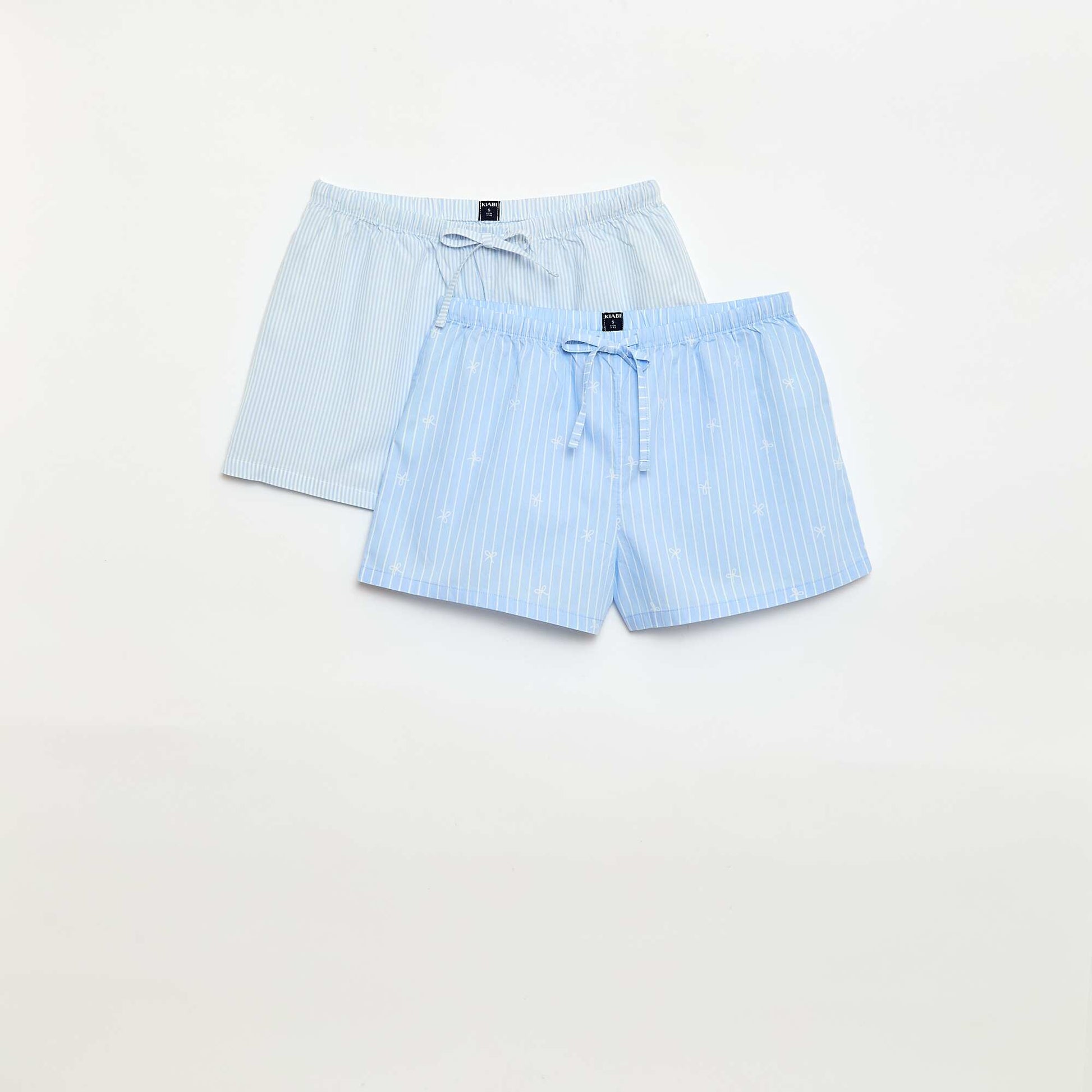 Lot de 2 shorts popeline avec cordon en coton BLEU
