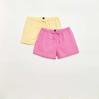 Lot de 2 shorts popeline avec cordon en coton ROSE