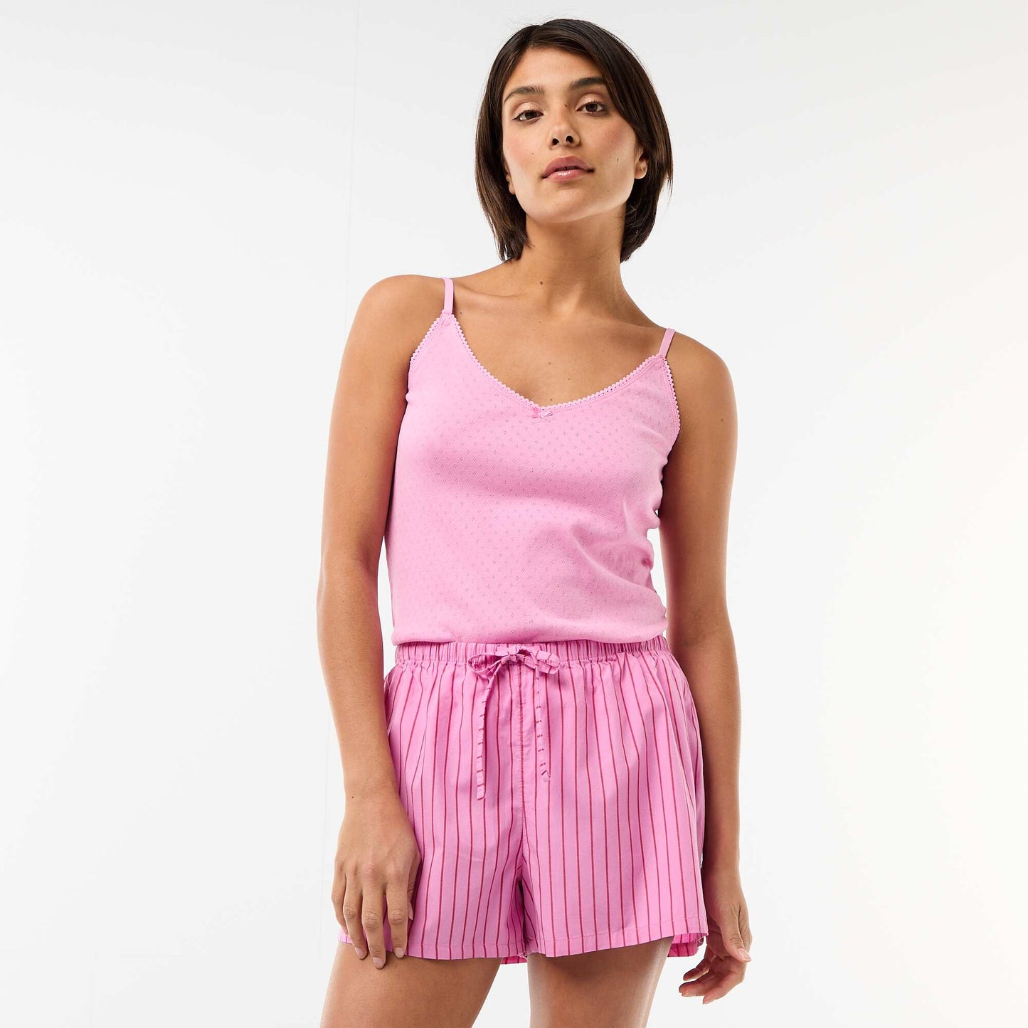Lot de 2 shorts popeline avec cordon en coton ROSE