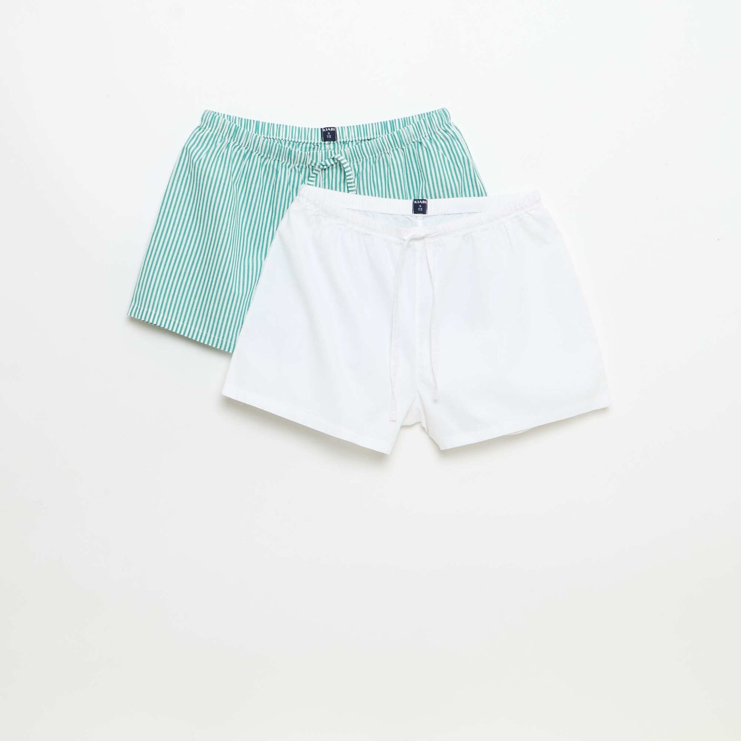 Lot de 2 shorts popeline avec cordon en coton VERT