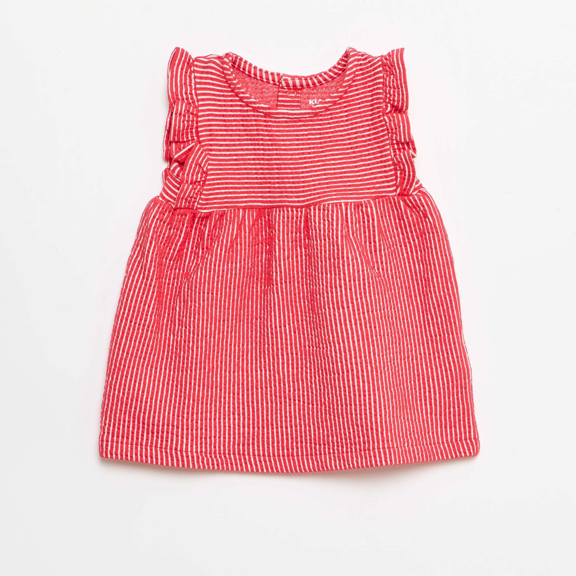 Robe à manches courtes en maille côtelée ROUGE