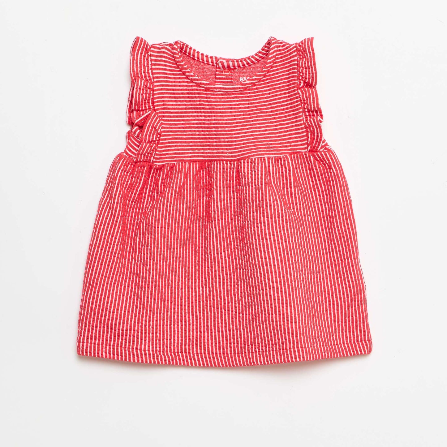 Robe à manches courtes en maille côtelée ROUGE